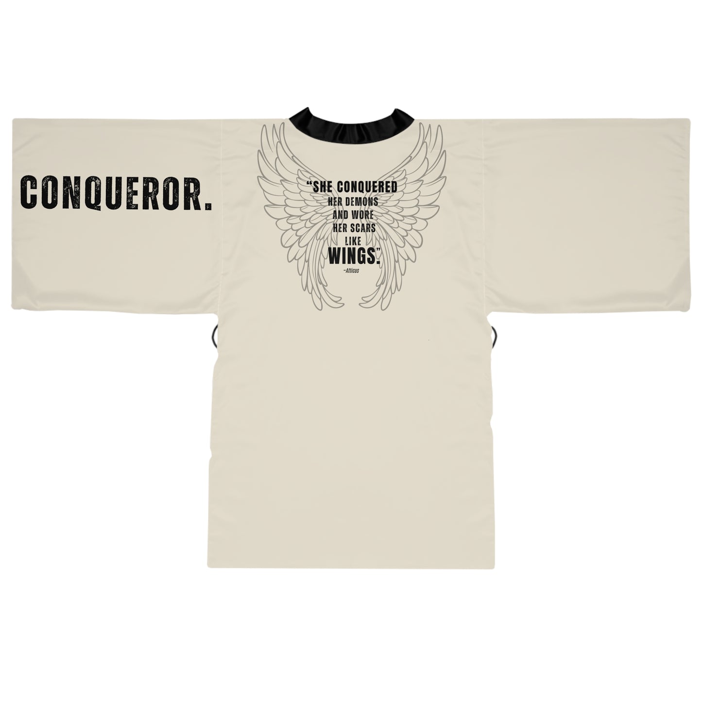 SHE She Conquered Kimono Robe – Empowering Long Sleeve Statement Kimono with Belt