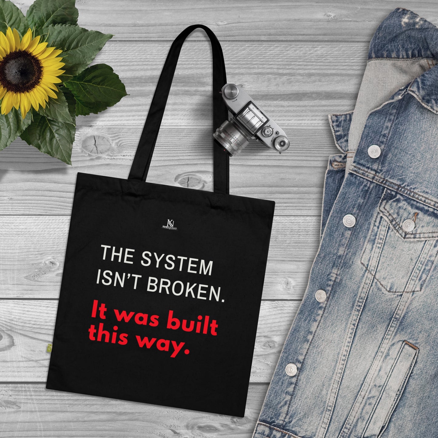 Broken System - Organic Cotton Tote Bag | Eco-Friendly, Reusable, Shopping, Gift, Activism, Freedom Quotes