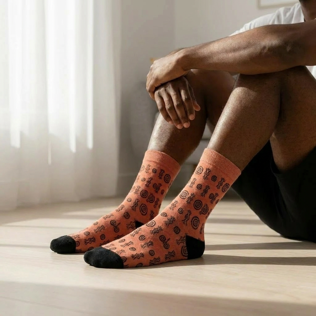 Adinkra Print Crew Socks | Savanna Sole | Boho Sole & Crown | Kinky Nomad