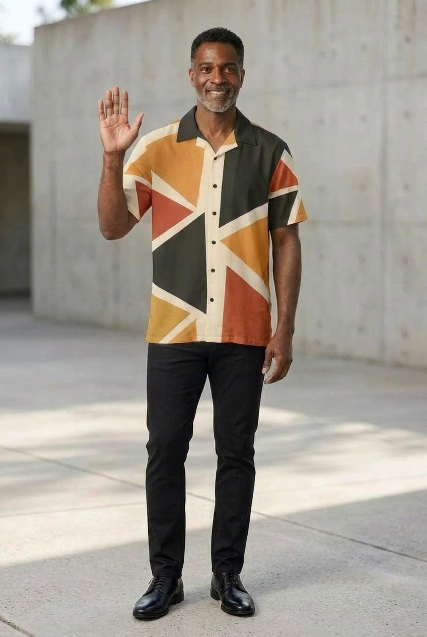 Camp Collar Shirt | Angles Savanna Gold Sage | Kinky Nomad