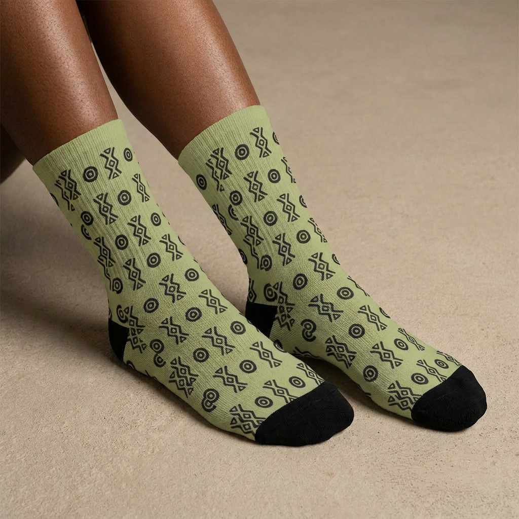Adinkra Print Crew Socks | Savanna Sole | Boho Sole & Crown | Kinky Nomad