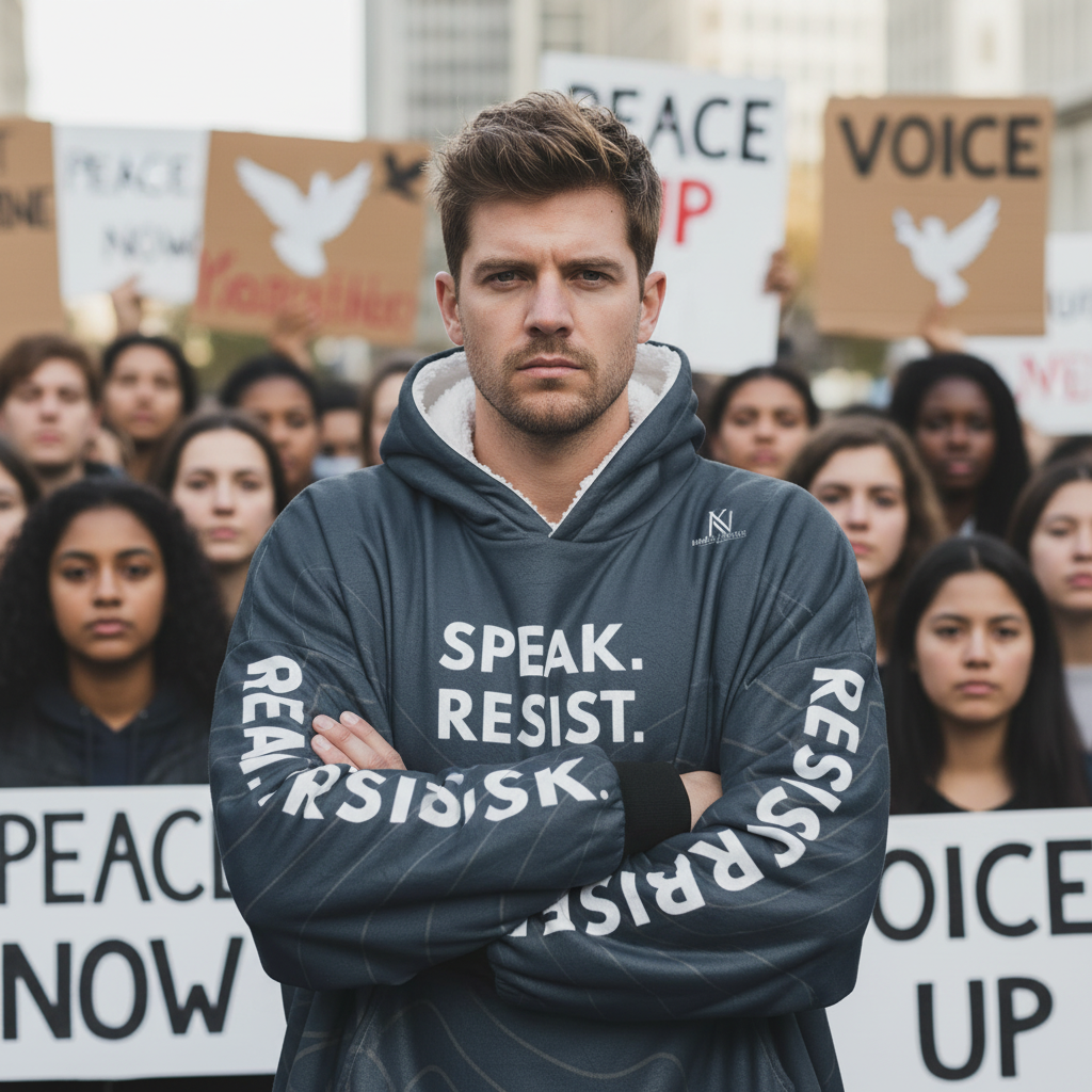 Louder Than Fear Oversized Unisex Hooded Blanket – Speak. Resist. Rise.