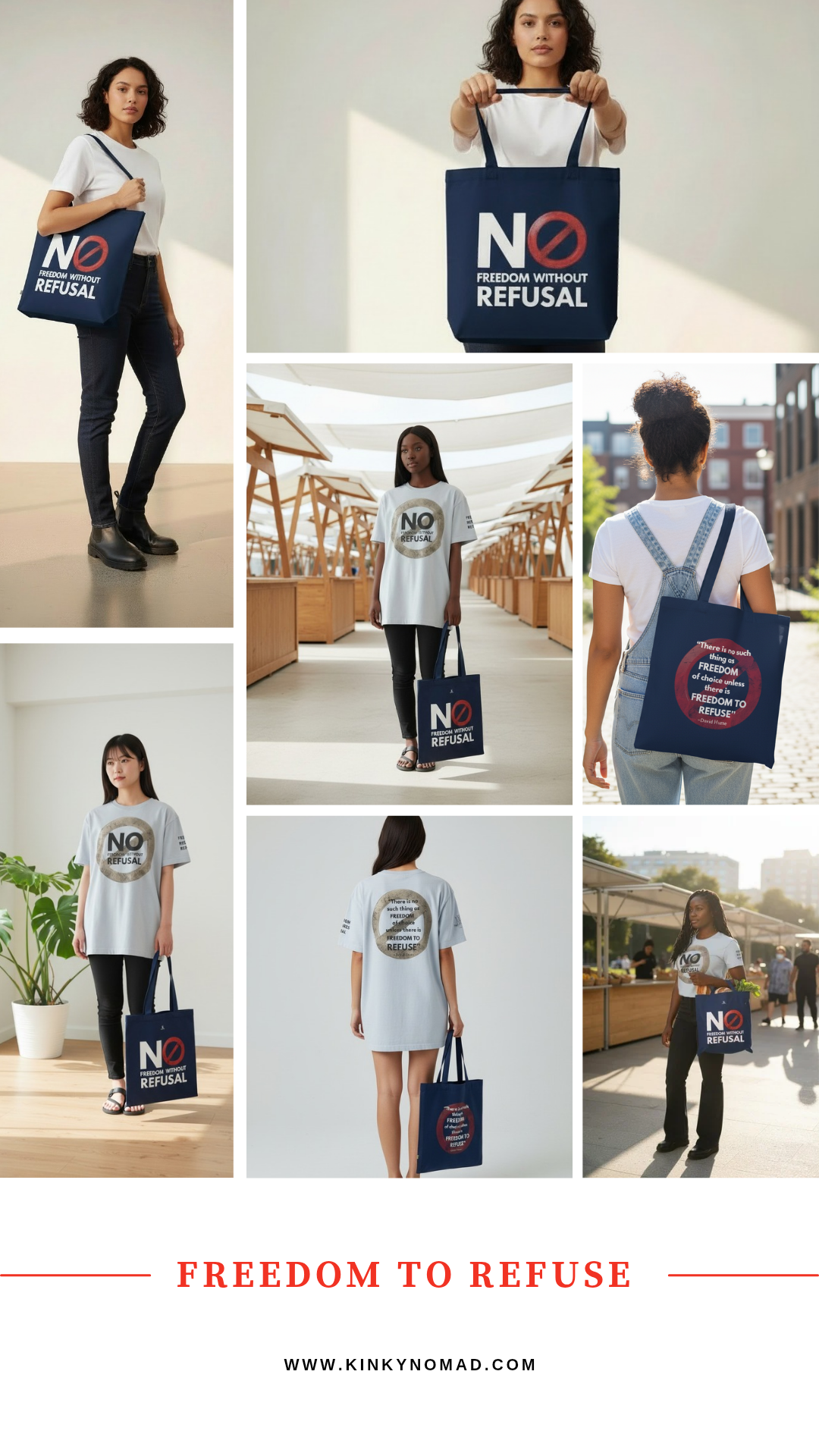 FREEDOM TO REFUSE Empowering Organic Cotton Tote Bag | Eco-Friendly, Reusable, Shopping, Gift, Activism, Freedom Quotes