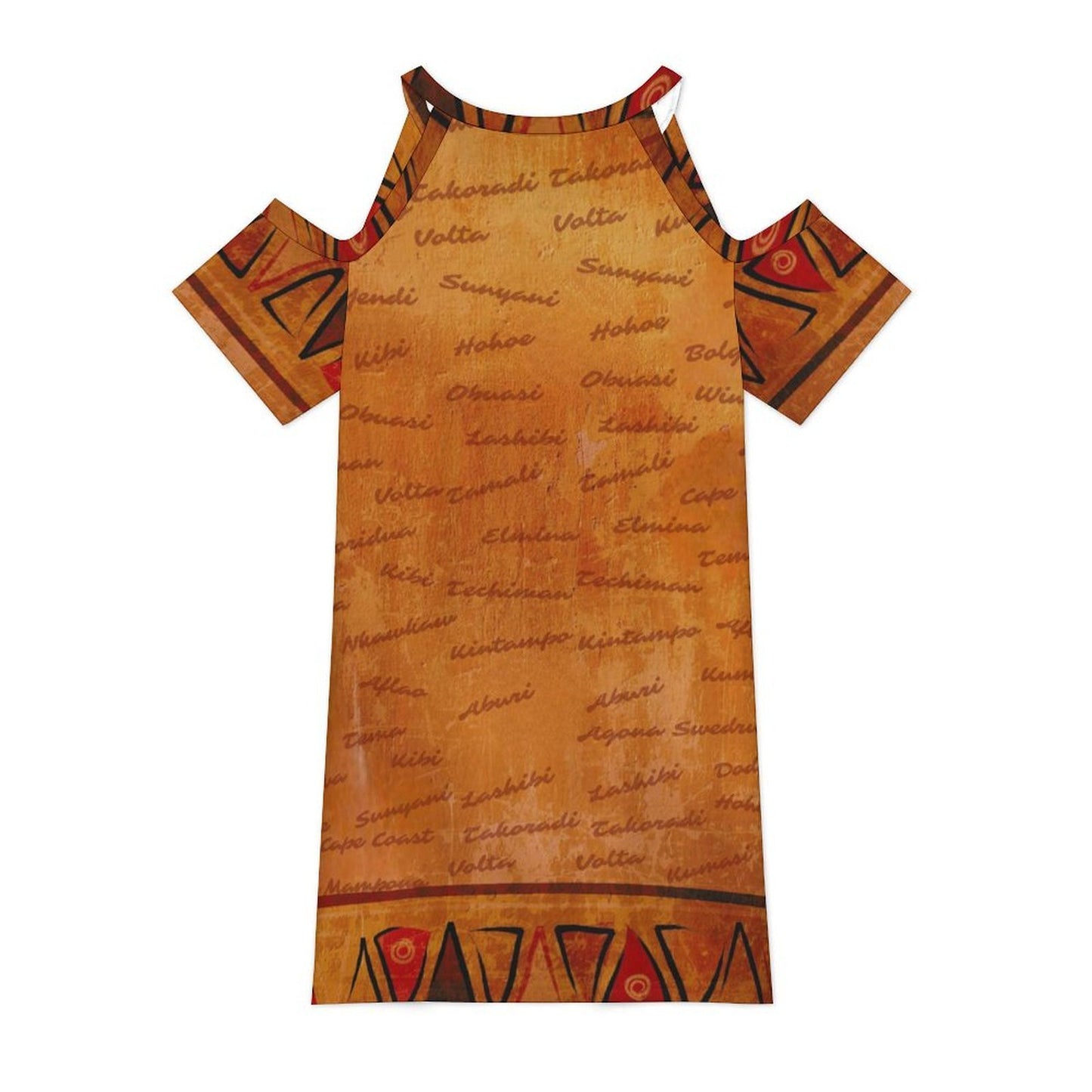 Ghana Inspired African Print Cold Shoulder Dress | Kinky Nomad