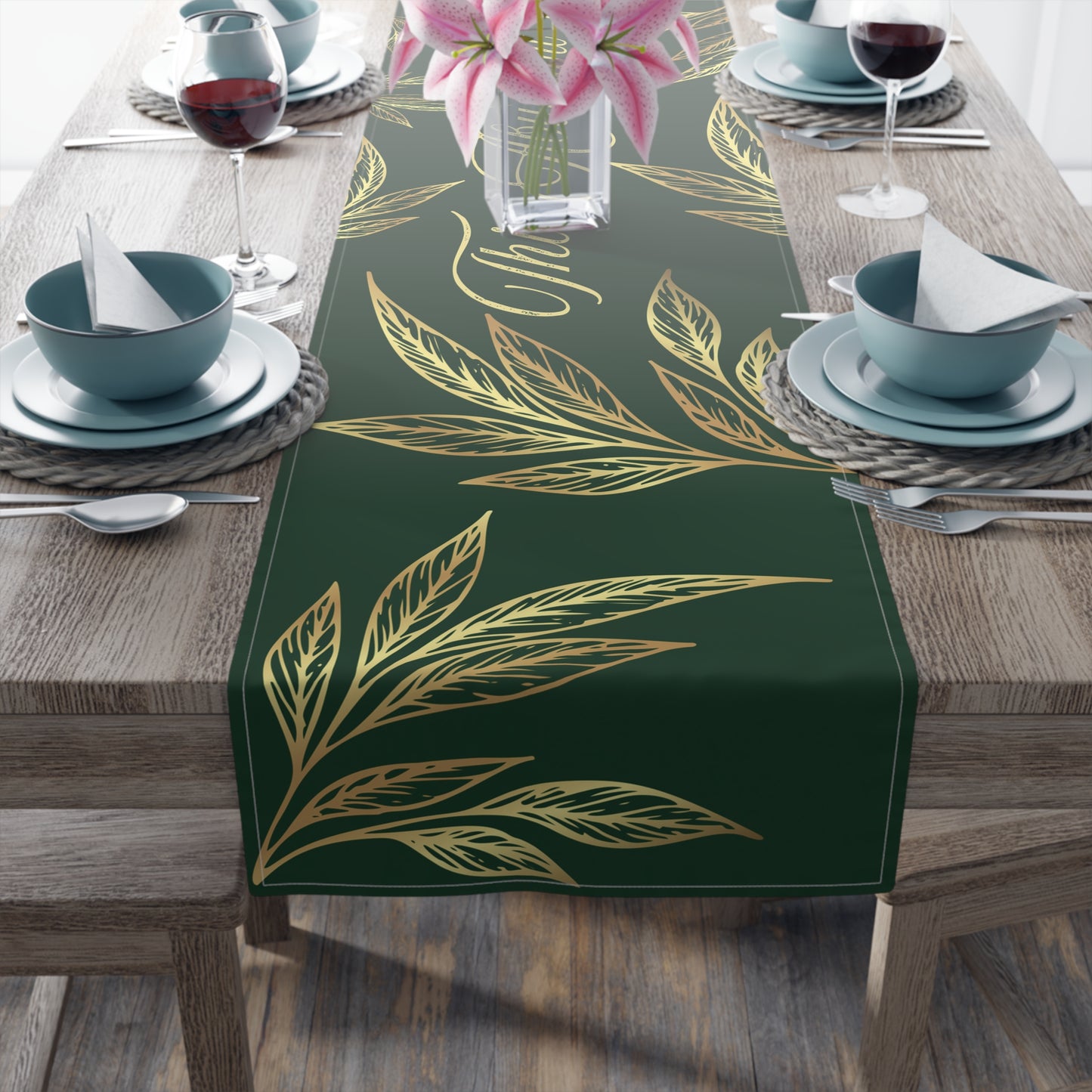 Table Runner – Abundance, Connection, Calm Home Wild Soul, Gratitude | Cotton Twill & Polyester | 2 Sizes