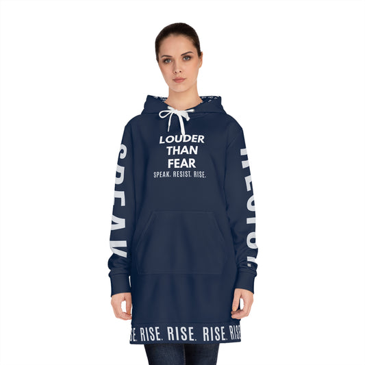 Louder Than Fear Women’s Hoodie Dress – Speak, Resist, Rise Statement Apparel