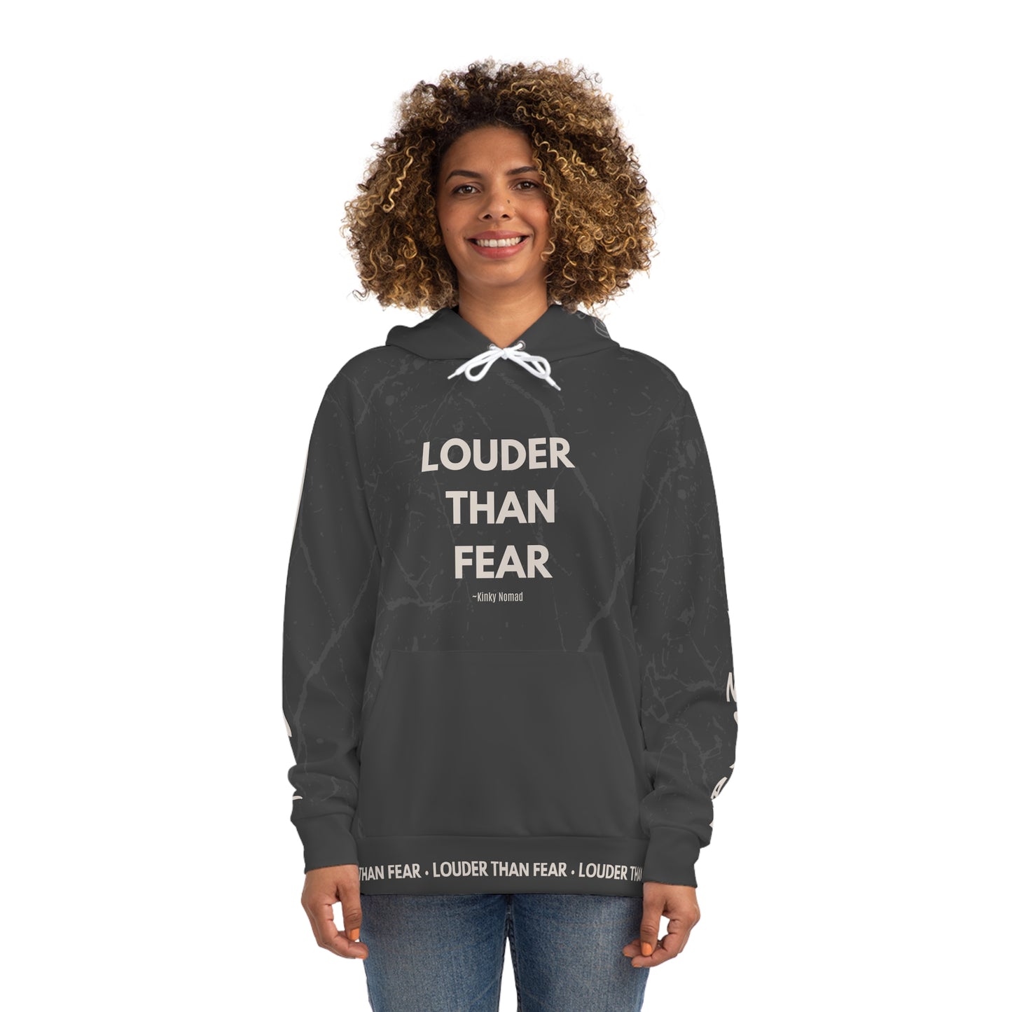 Louder Than Fear Hoodie – Empowering Unisex Streetwear by Kinky Nomad
