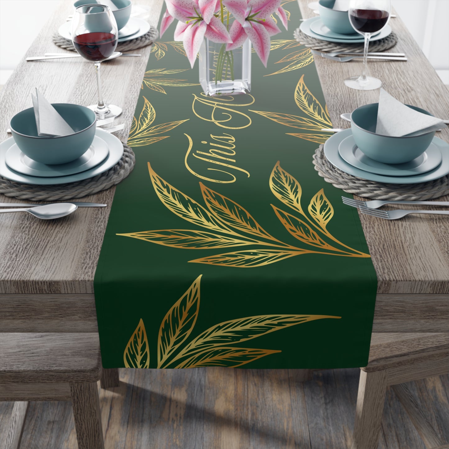 Table Runner – Abundance, Connection, Calm Home Wild Soul, Gratitude | Cotton Twill & Polyester | 2 Sizes