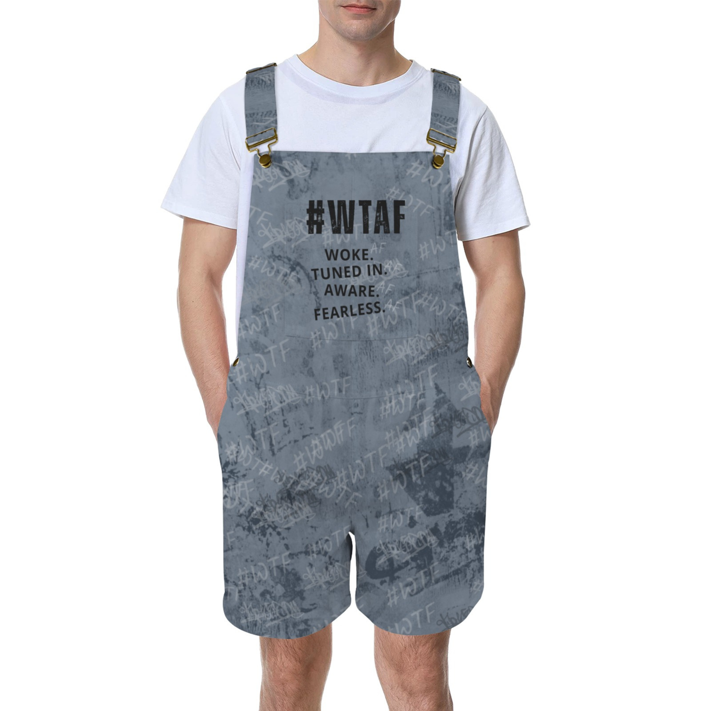 Unisex Graphic Streetwear Overalls | Short Overalls | Adjustable Strap Urban Outfit | WTAF