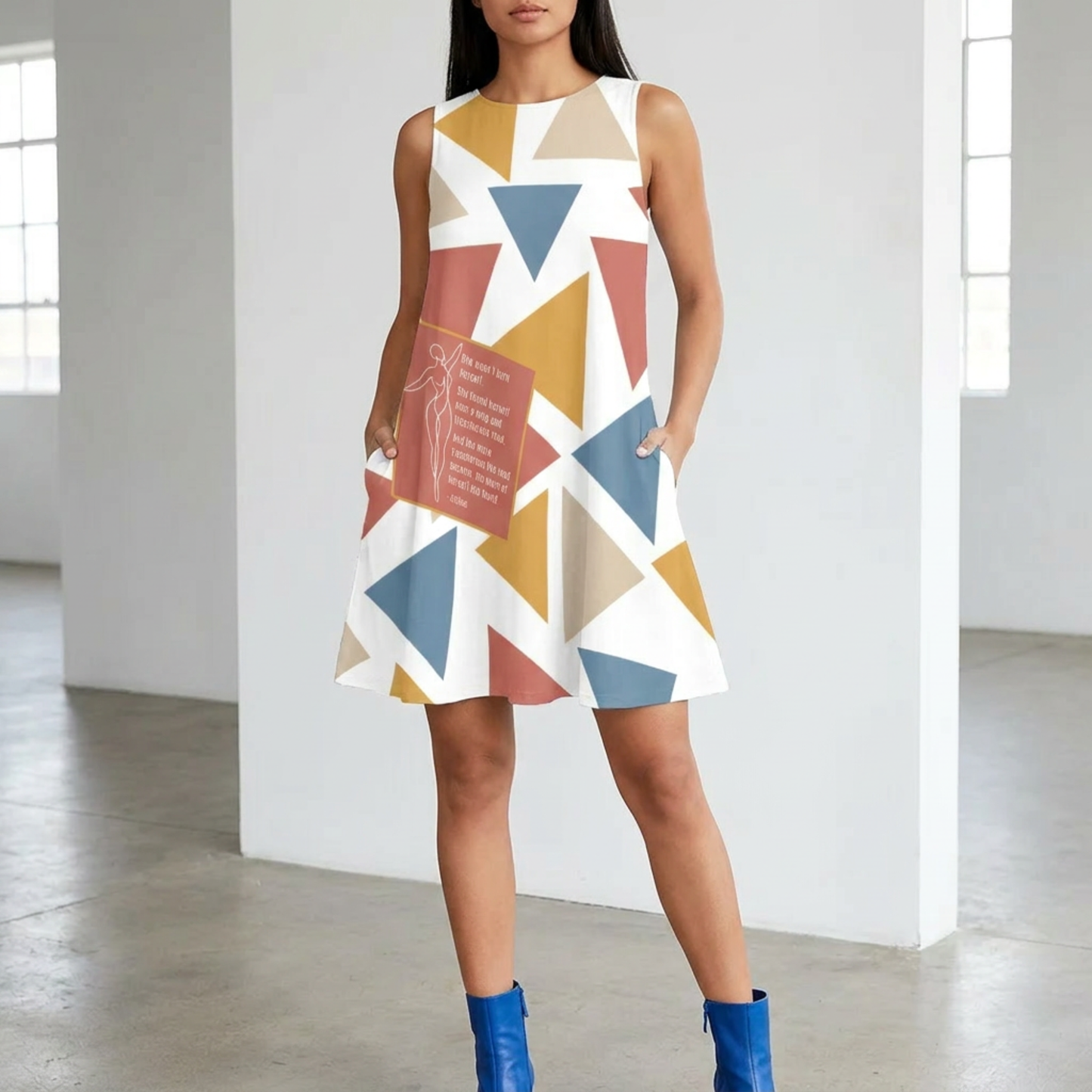 Born Herself A-Line Dress – Inspirational Atticus Quote Sleeveless Geometric Dress