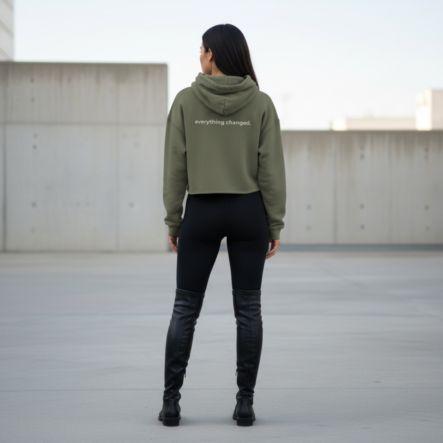 Her Power Cropped Hoodie – “Everything Changed” Statement Sweatshirt by Kinky Nomad