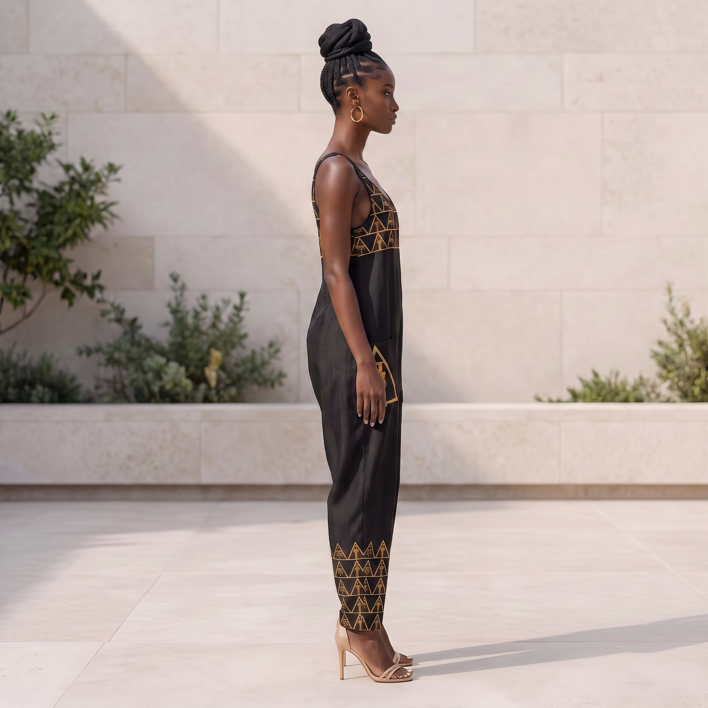 Isis V-Neck Jumpsuit | Kemet Series | Black & Gold | Kinky Nomad