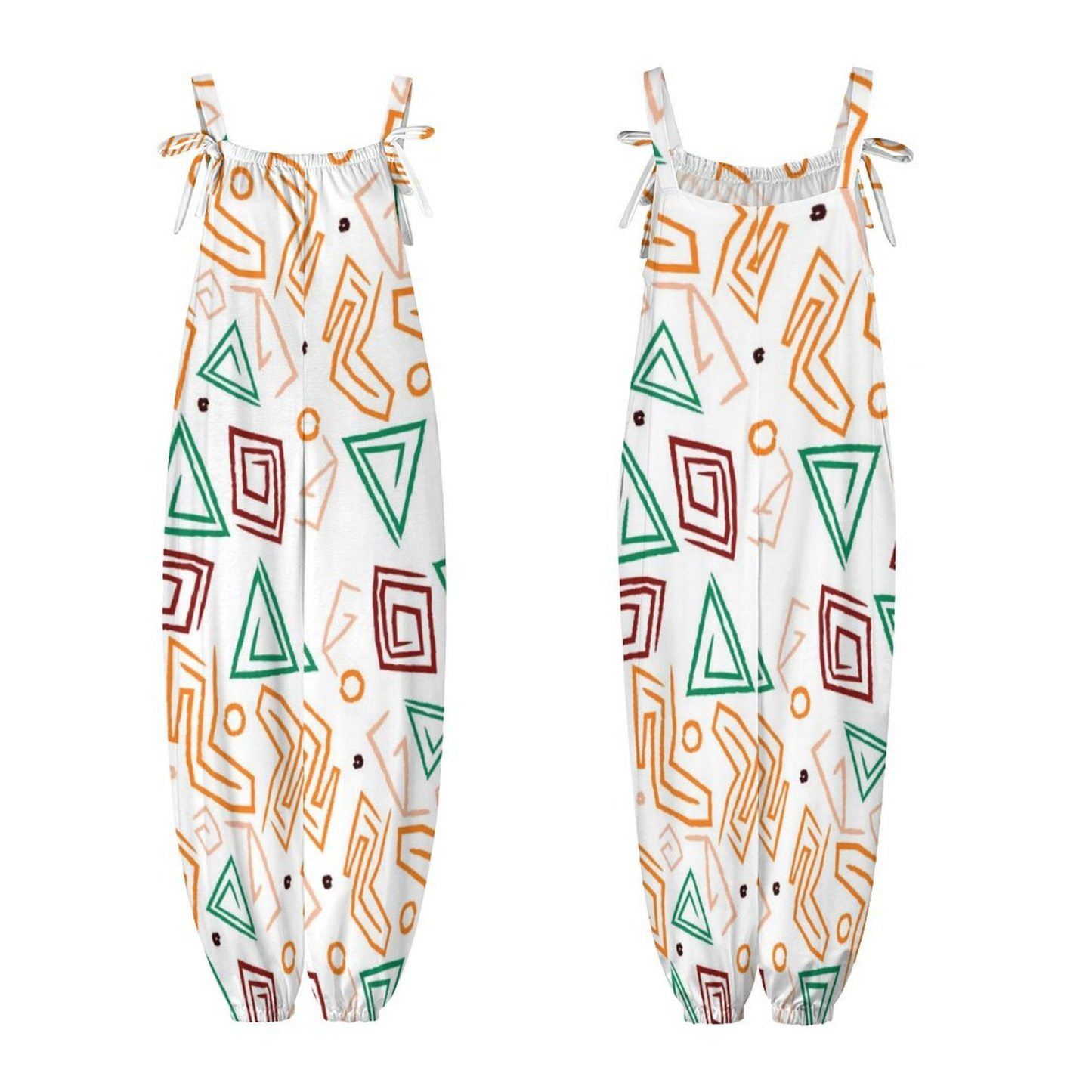Let's Dance Casual Baggy Jumpsuit for Women – Boho Loose Overall with Bow Strap