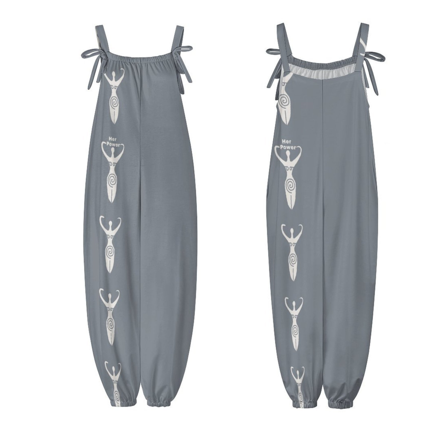 Casual Baggy Jumpsuit for Women – Boho Loose Fit Overall with Bow Strap