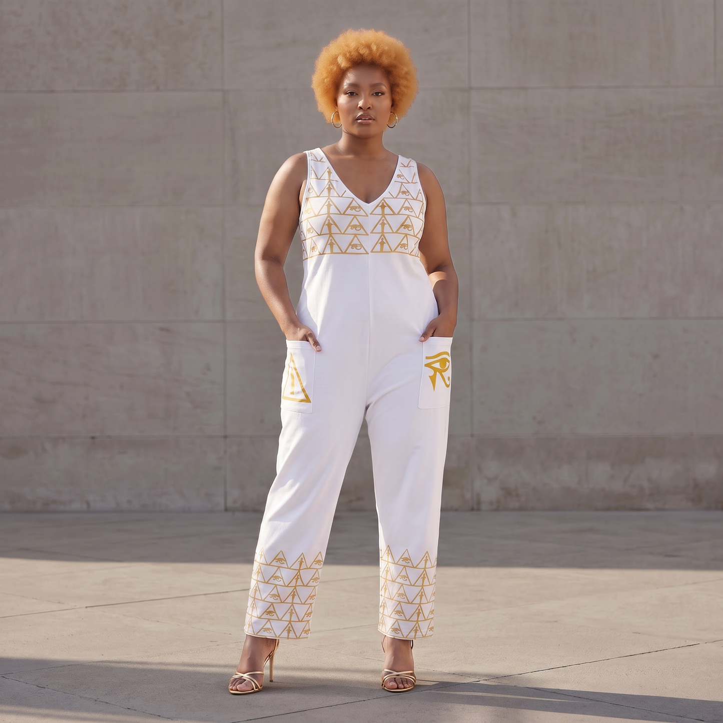 Isis V-Neck Jumpsuit | Kemet Series | Black & White | Kinky Nomad