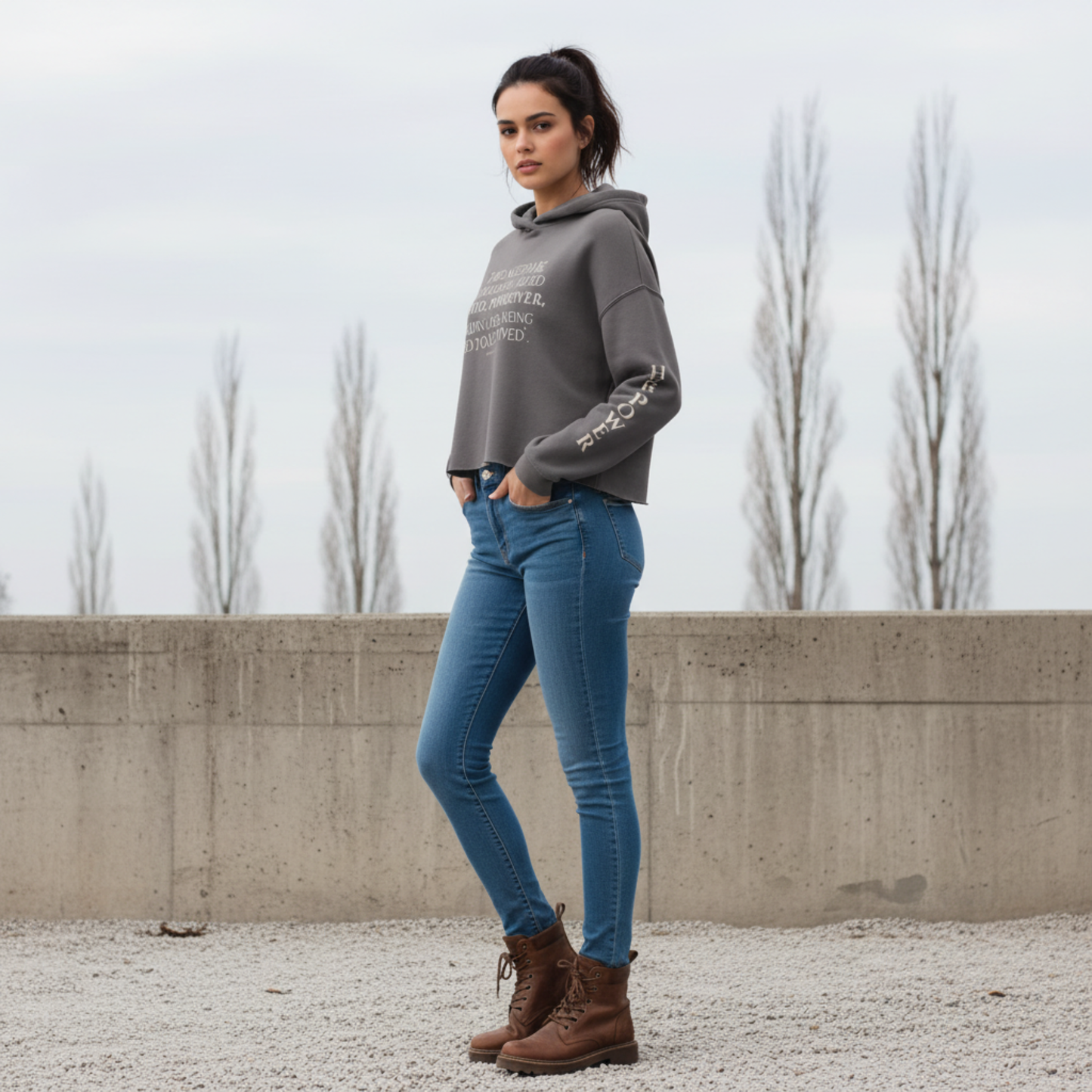 Her Power Cropped Hoodie – “Everything Changed” Statement Sweatshirt by Kinky Nomad