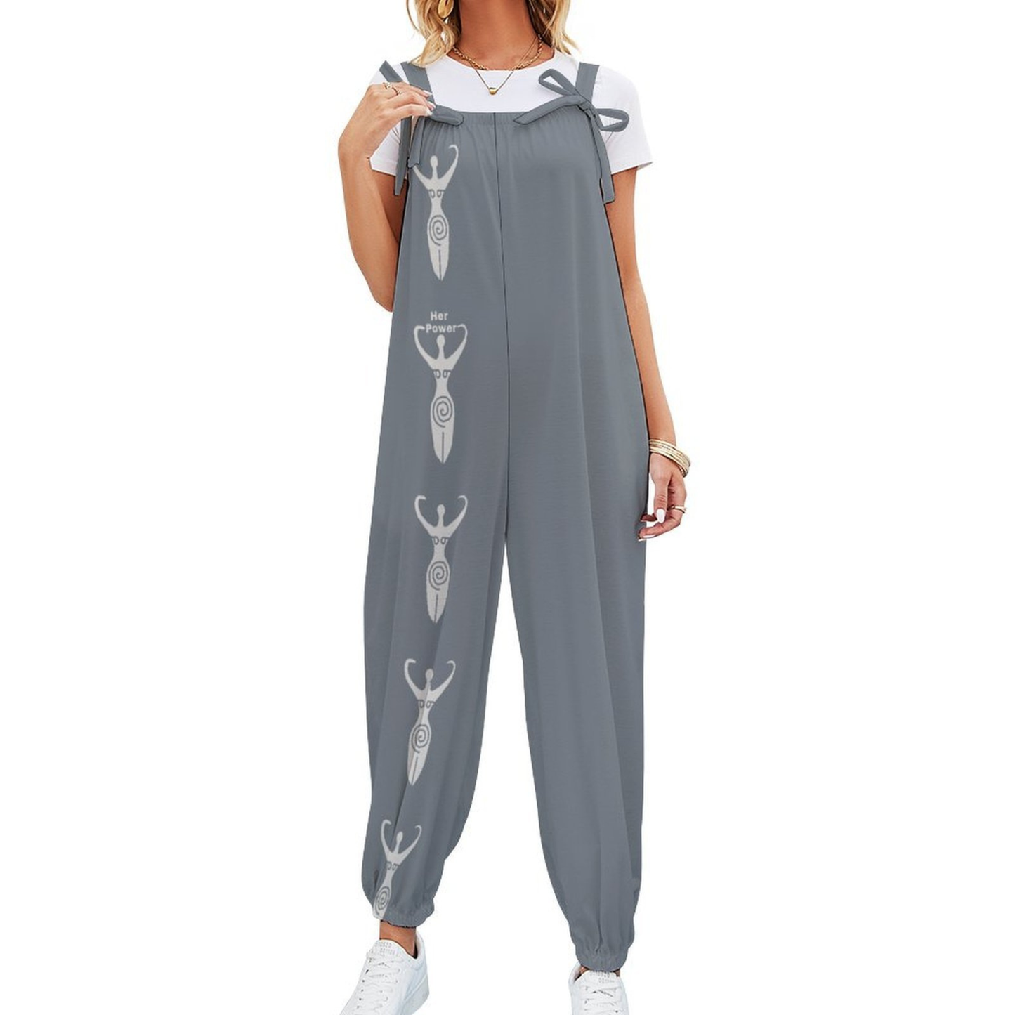 Casual Baggy Jumpsuit for Women – Boho Loose Fit Overall with Bow Strap