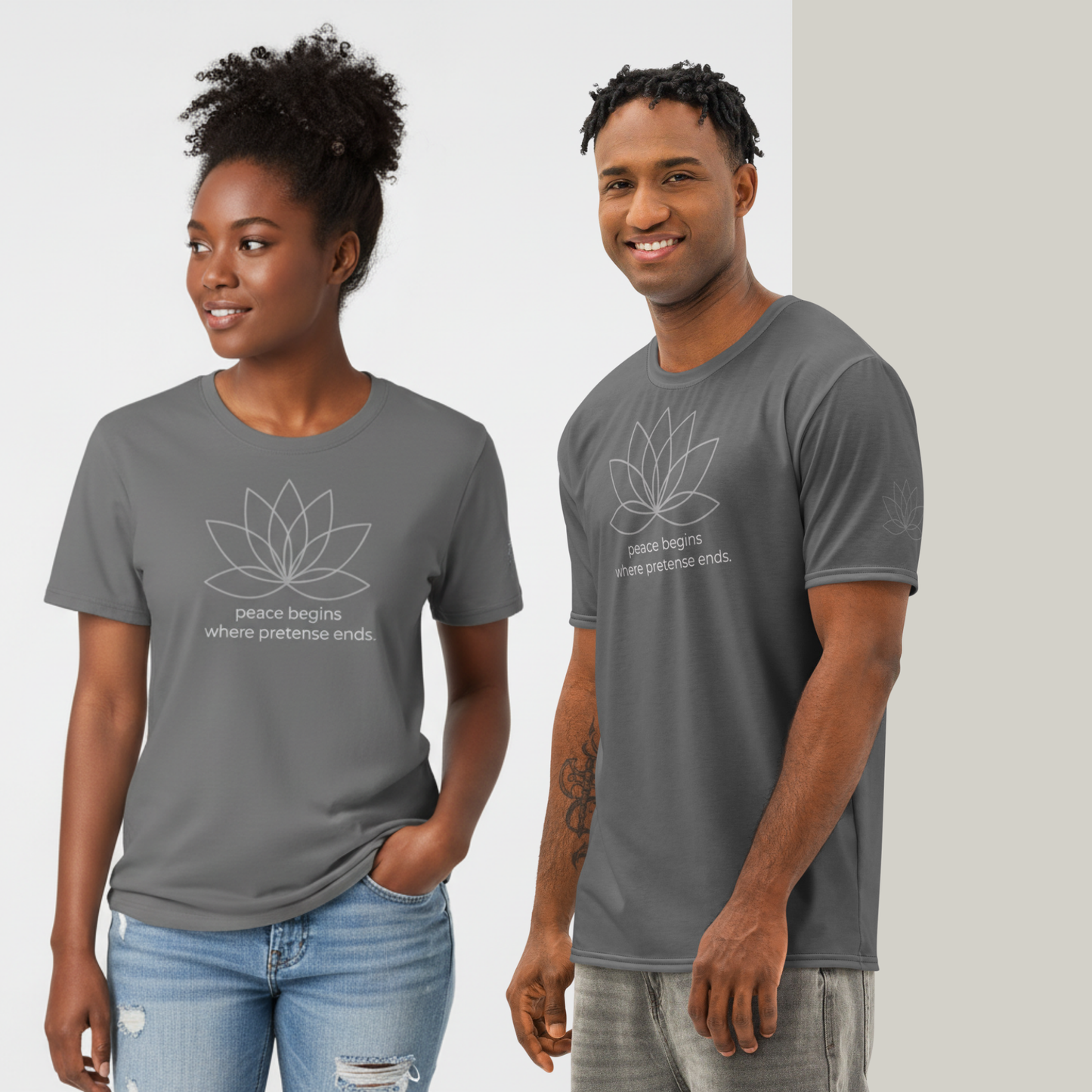 Peace Begins Where Pretense Ends Cotton T-Shirt | Minimal Lotus Tee