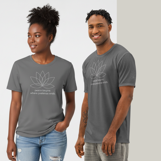Peace Begins Where Pretense Ends Cotton T-Shirt | Minimal Lotus Tee
