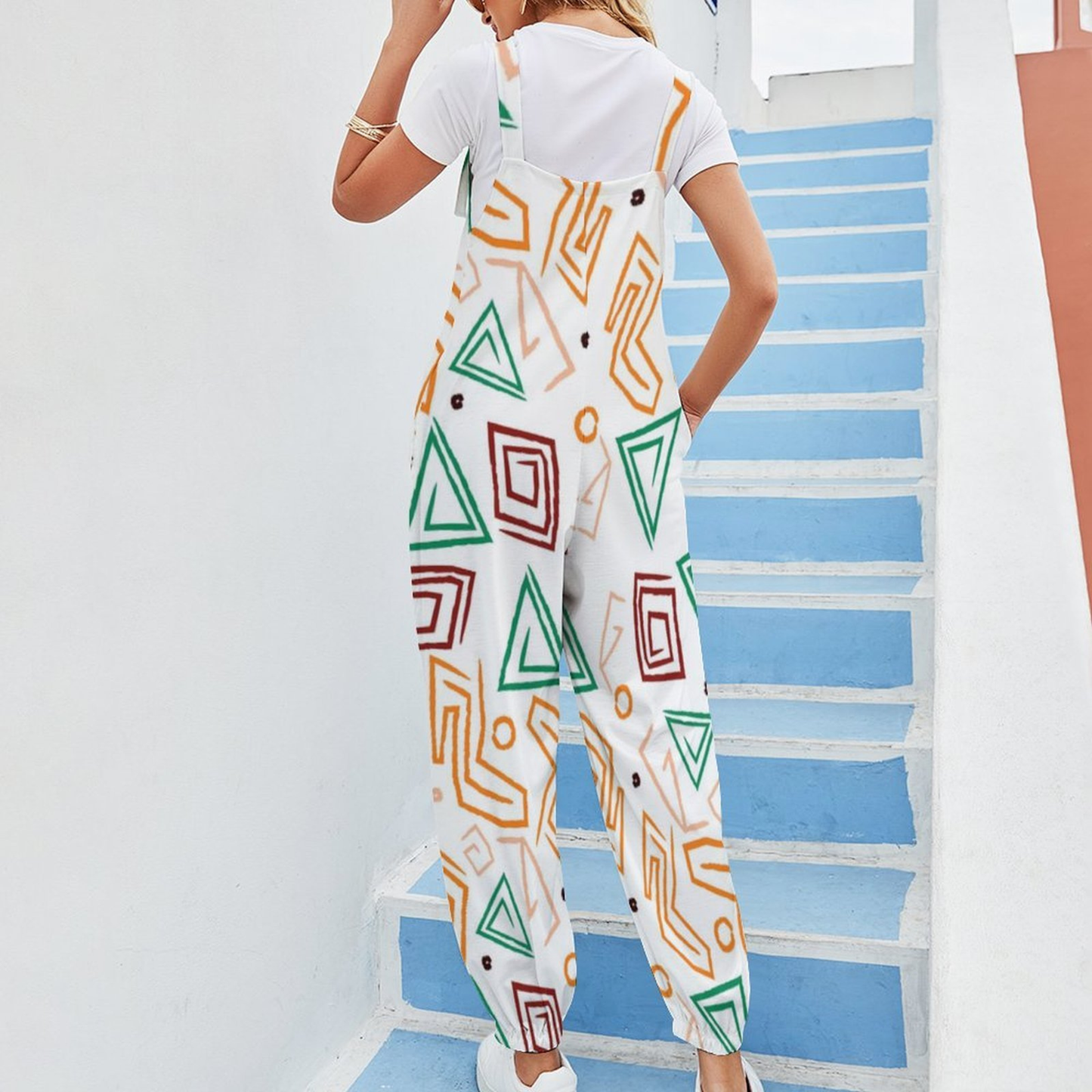 Let's Dance Casual Baggy Jumpsuit for Women – Boho Loose Overall with Bow Strap