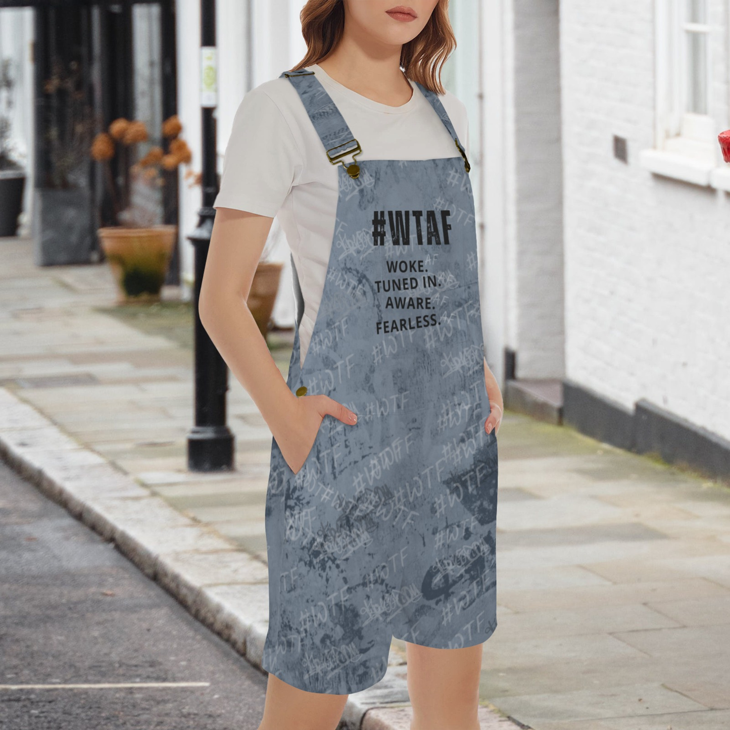 Unisex Graphic Streetwear Overalls | Short Overalls | Adjustable Strap Urban Outfit | WTAF