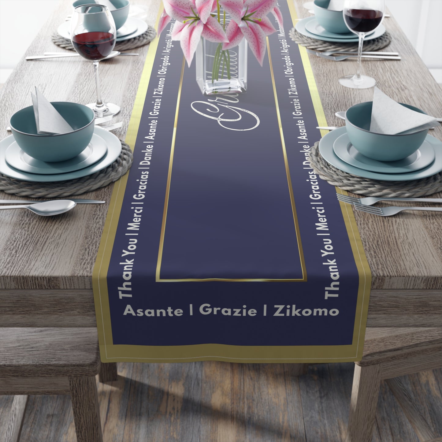 Table Runner – Abundance, Connection, Calm Home Wild Soul, Gratitude | Cotton Twill & Polyester | 2 Sizes