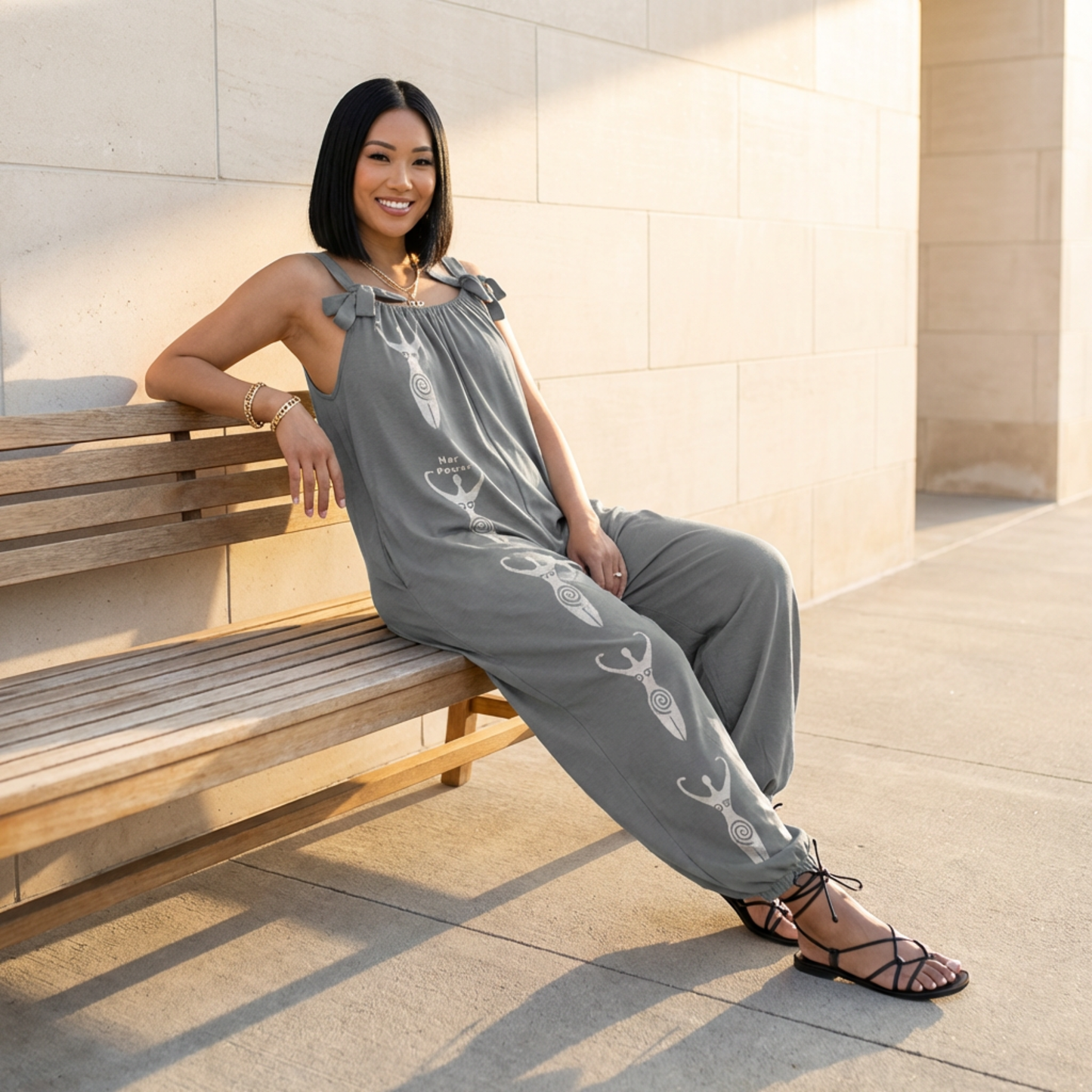 Boho Loose Fit Tie Strap Jumpsuit for Women | Casual Wide Leg Romper Outfit