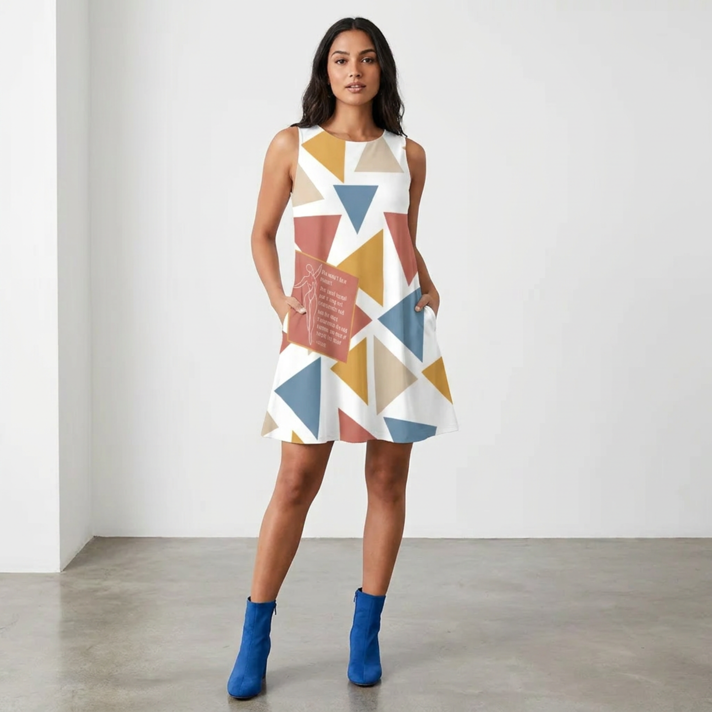 Born Herself A-Line Dress – Inspirational Atticus Quote Sleeveless Geometric Dress