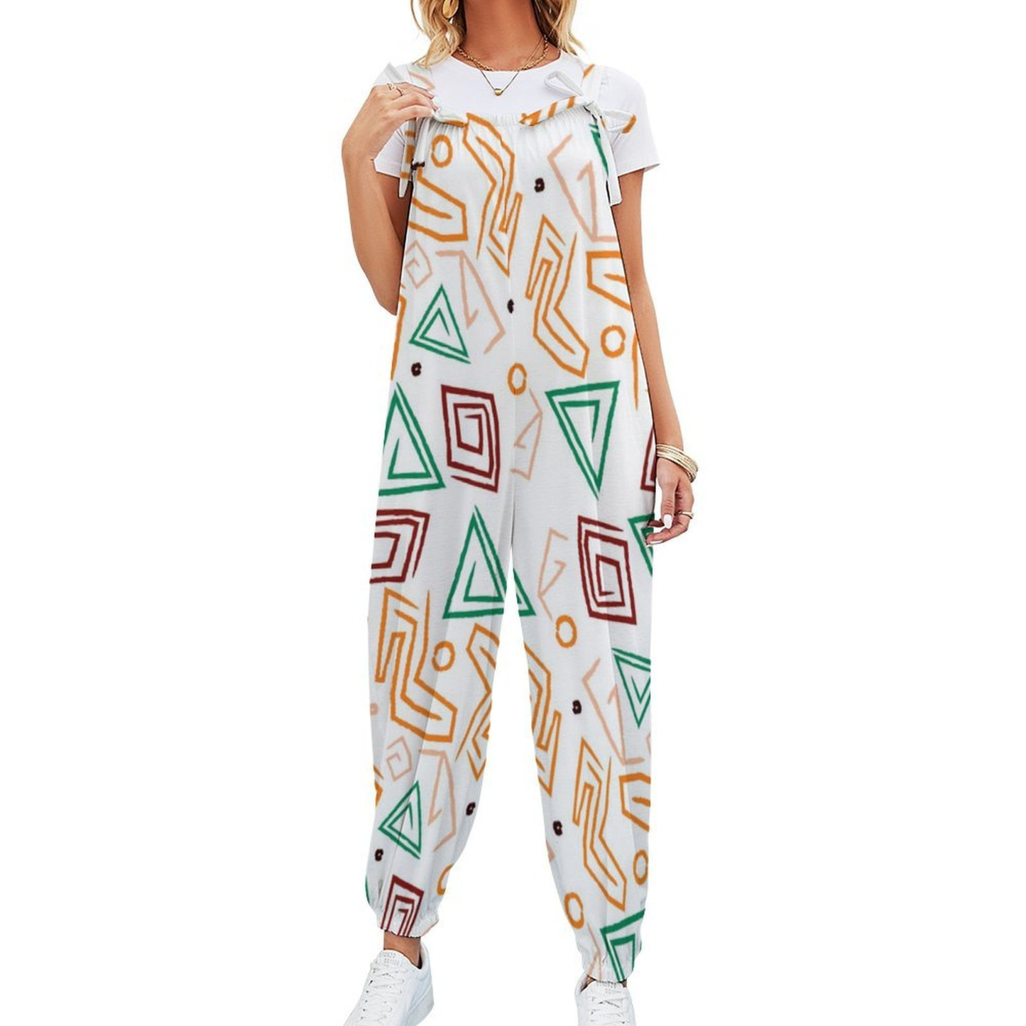 Let's Dance Casual Baggy Jumpsuit for Women – Boho Loose Overall with Bow Strap
