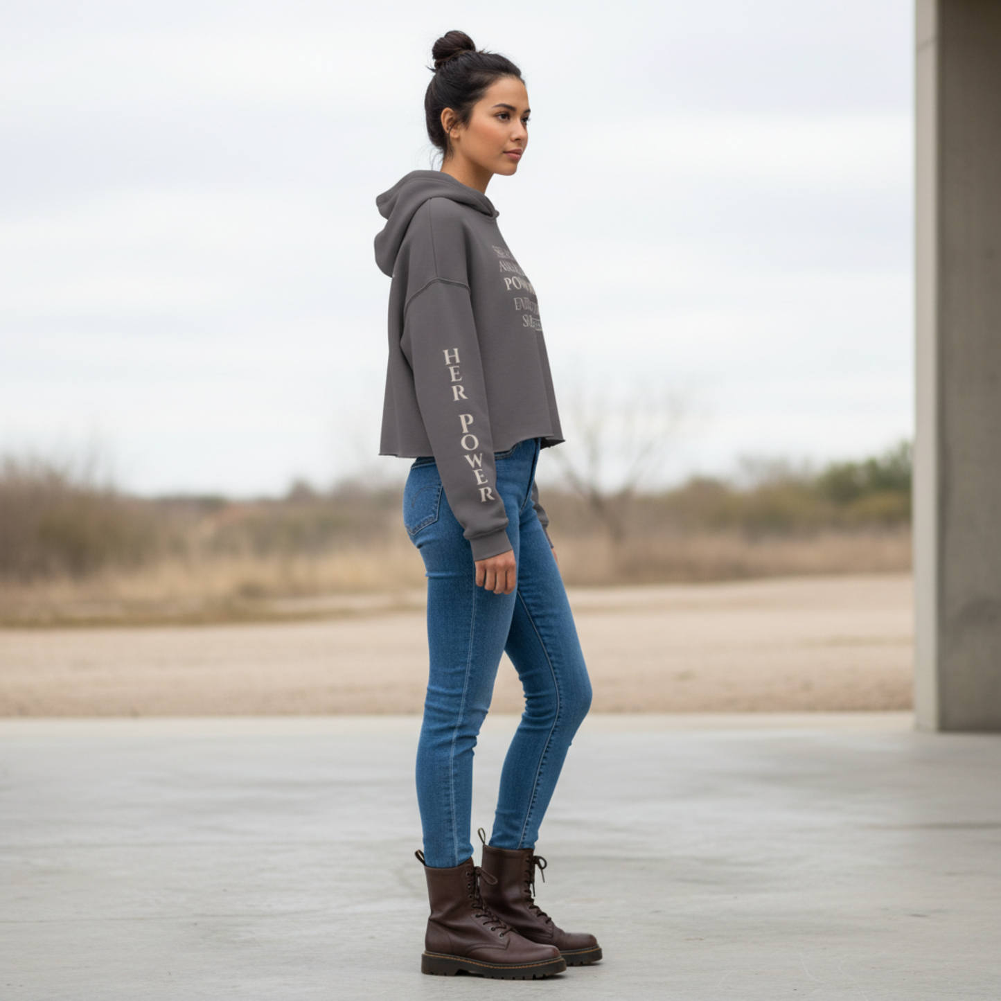 Her Power Cropped Hoodie – “Everything Changed” Statement Sweatshirt by Kinky Nomad