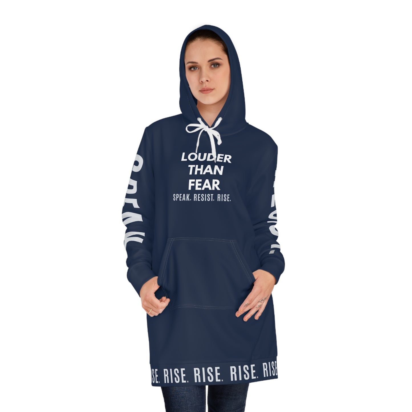 Louder Than Fear Women’s Hoodie Dress – Speak, Resist, Rise Statement Apparel