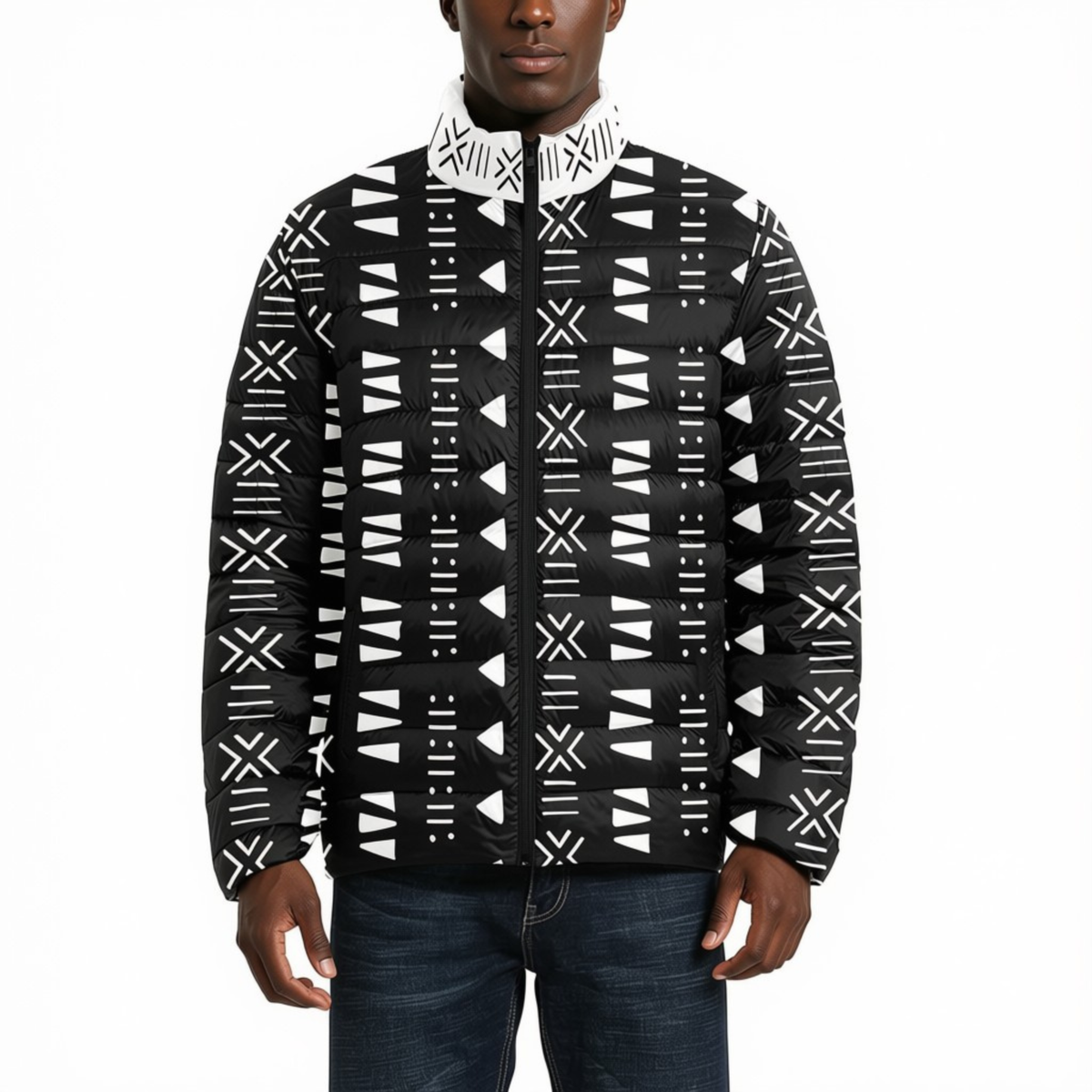 Bogolan Print Padded Jacket | Men's | Savanna Series | Kinky Nomad