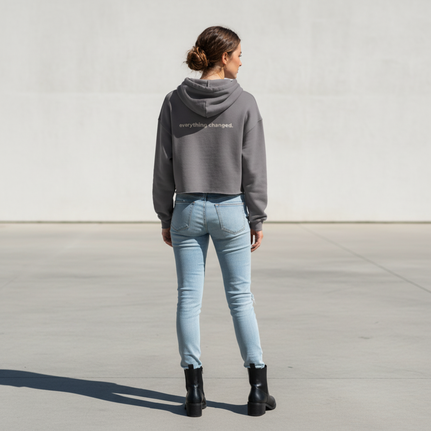 Her Power Cropped Hoodie – “Everything Changed” Statement Sweatshirt by Kinky Nomad