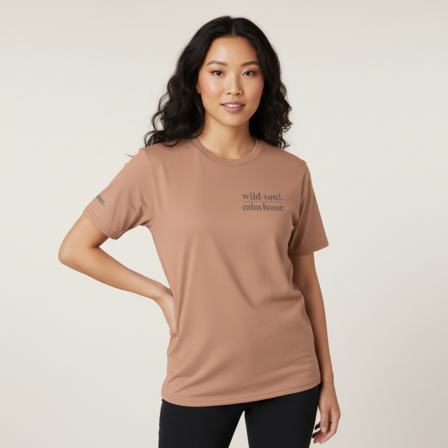 Wild Soul Calm Home Cotton T-Shirt | Earth-Tone Statement Tee