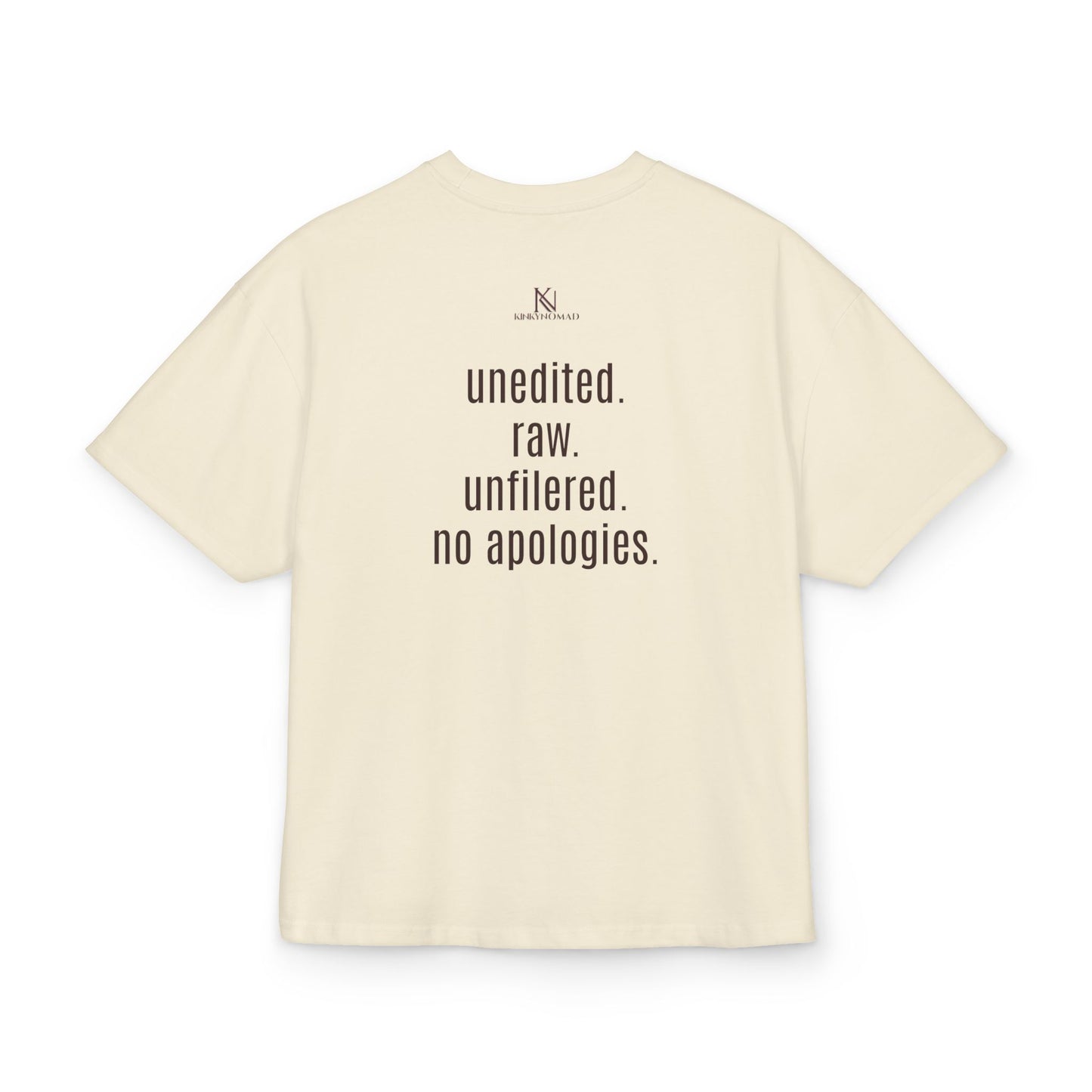 Unisex Heavy Cotton Box Tee – “unedited. raw. unfiltered.” Oversized Graphic T-Shirt