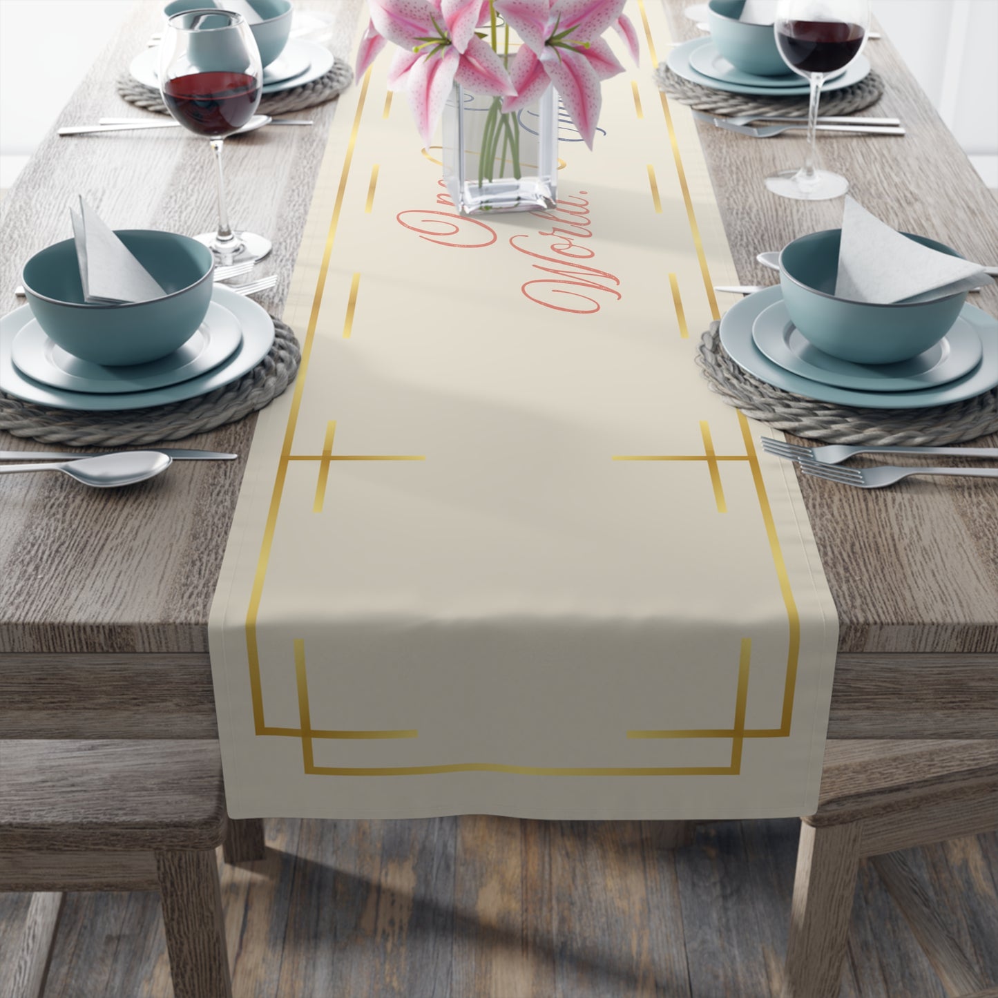 Table Runner – Abundance, Connection, Calm Home Wild Soul, Gratitude | Cotton Twill & Polyester | 2 Sizes