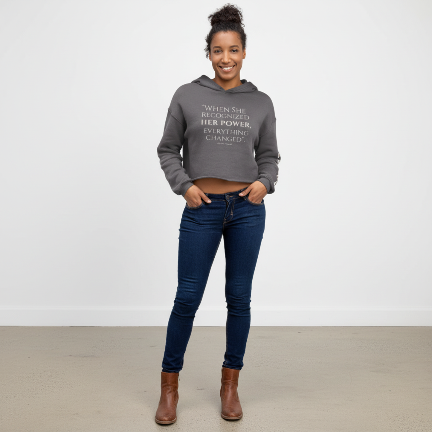 Her Power Cropped Hoodie – “Everything Changed” Statement Sweatshirt by Kinky Nomad