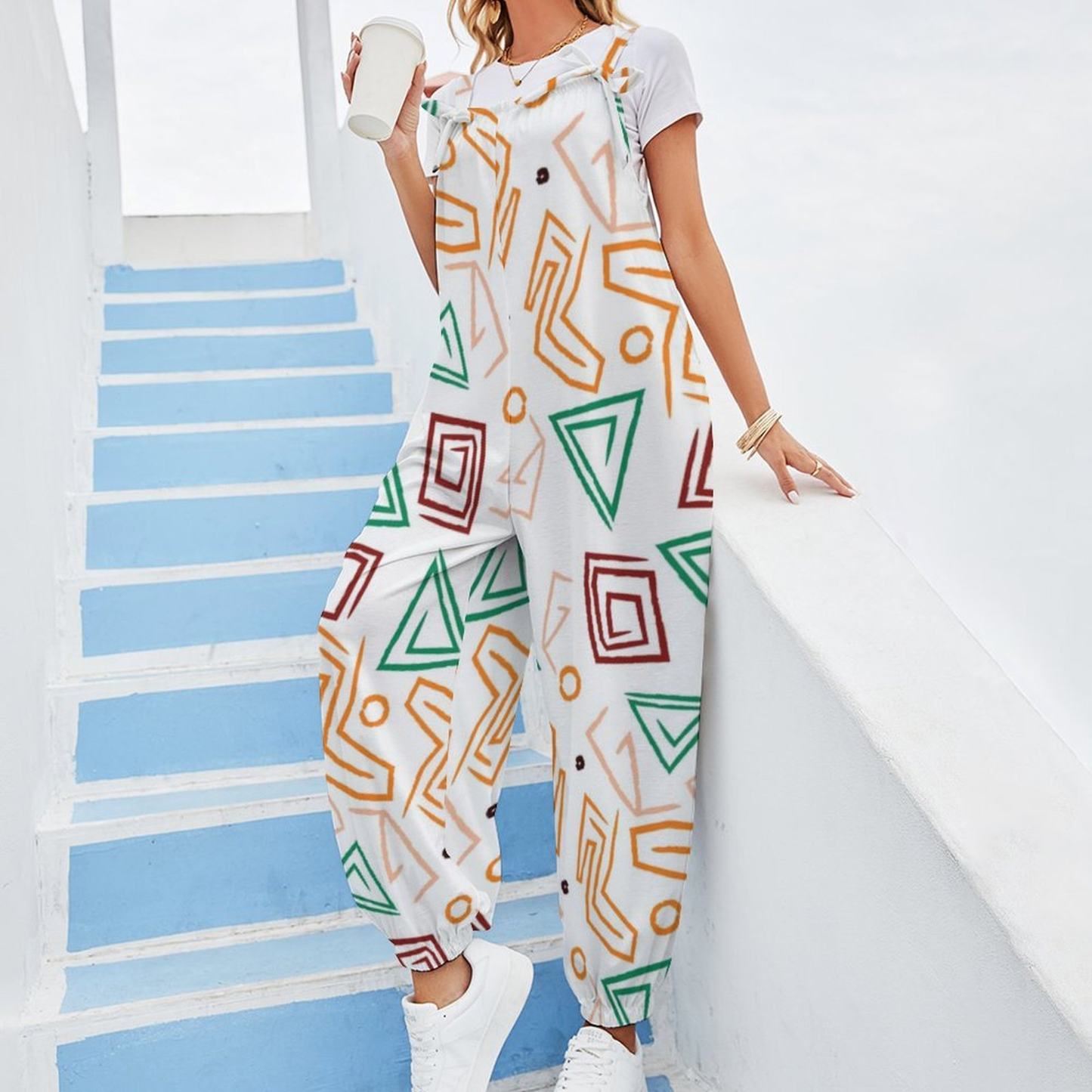 Let's Dance Casual Baggy Jumpsuit for Women – Boho Loose Overall with Bow Strap