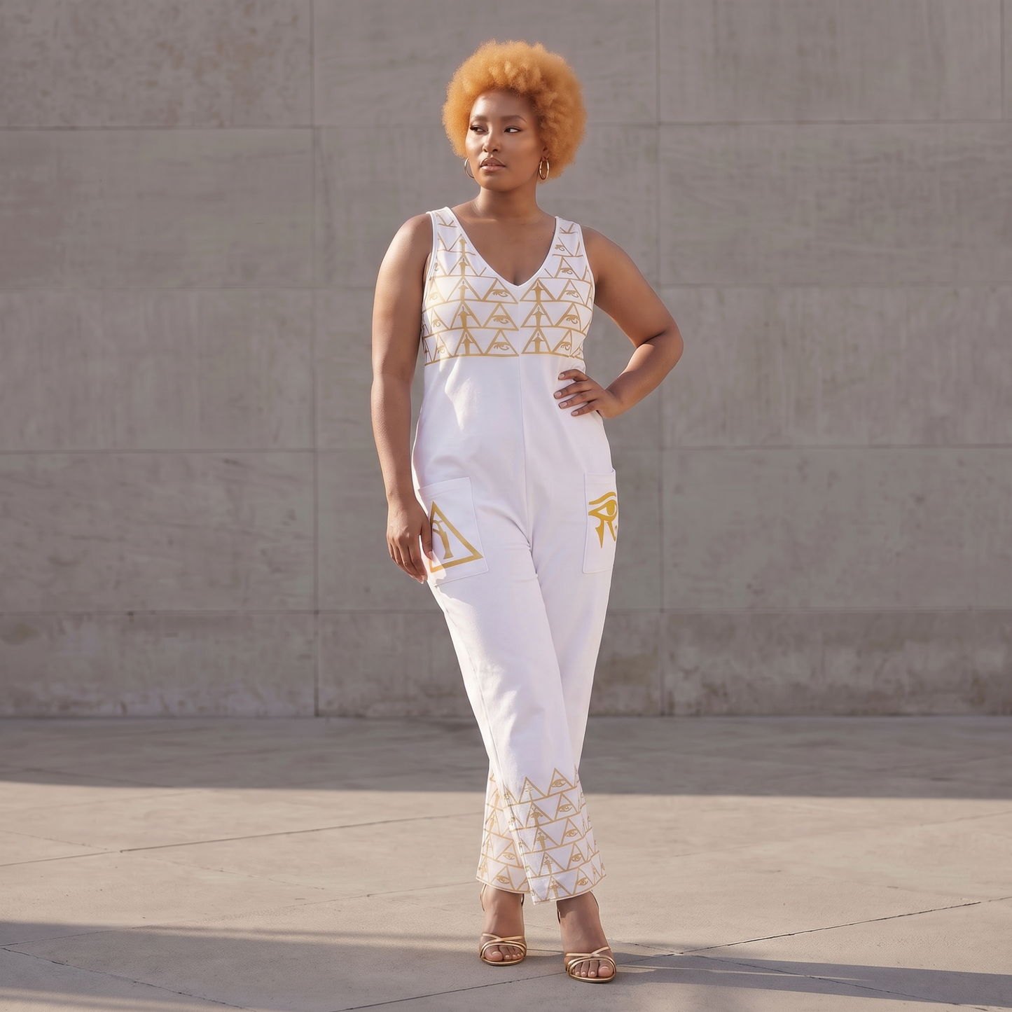 Isis V-Neck Jumpsuit | Kemet Series | Black & White | Kinky Nomad