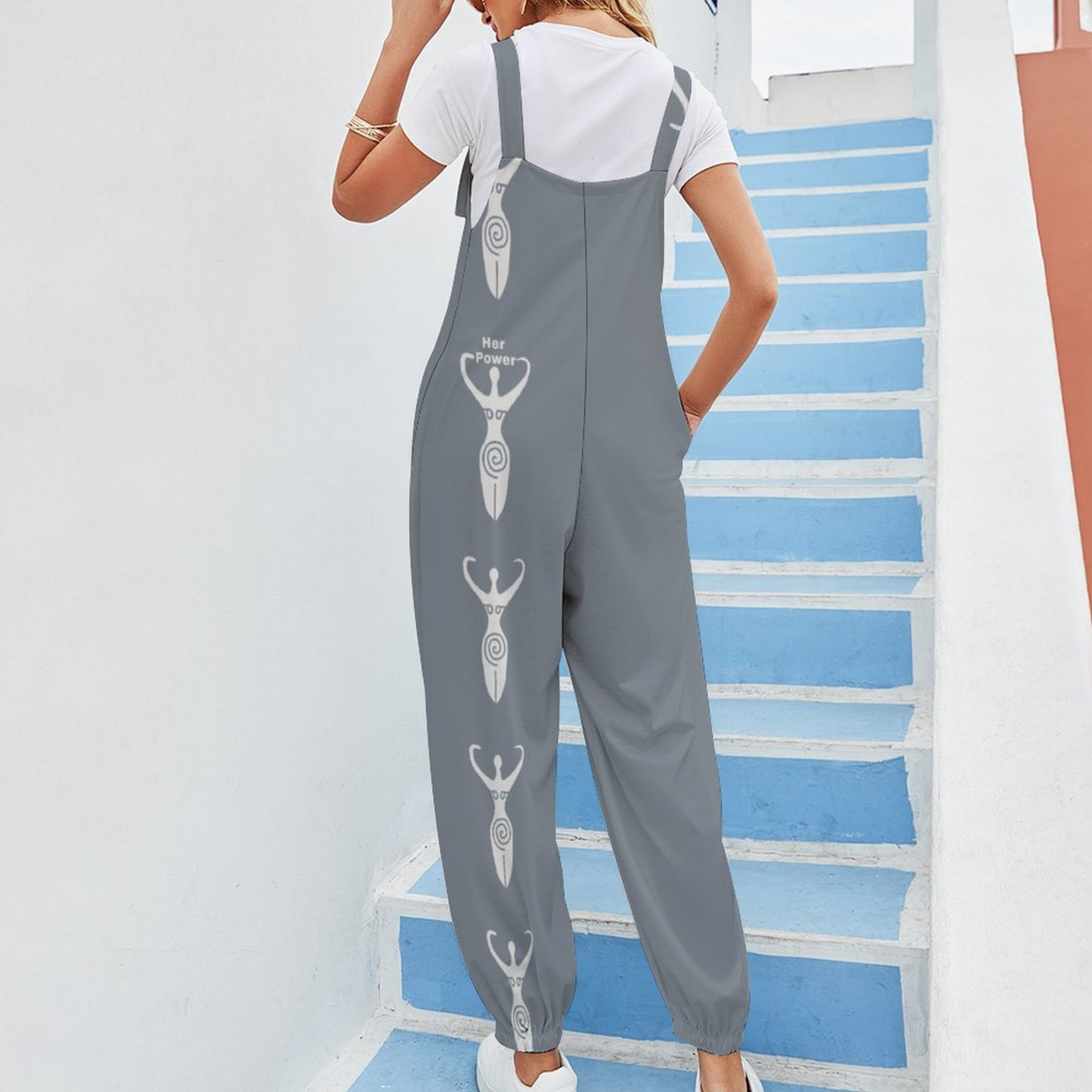 Casual Baggy Jumpsuit for Women – Boho Loose Fit Overall with Bow Strap