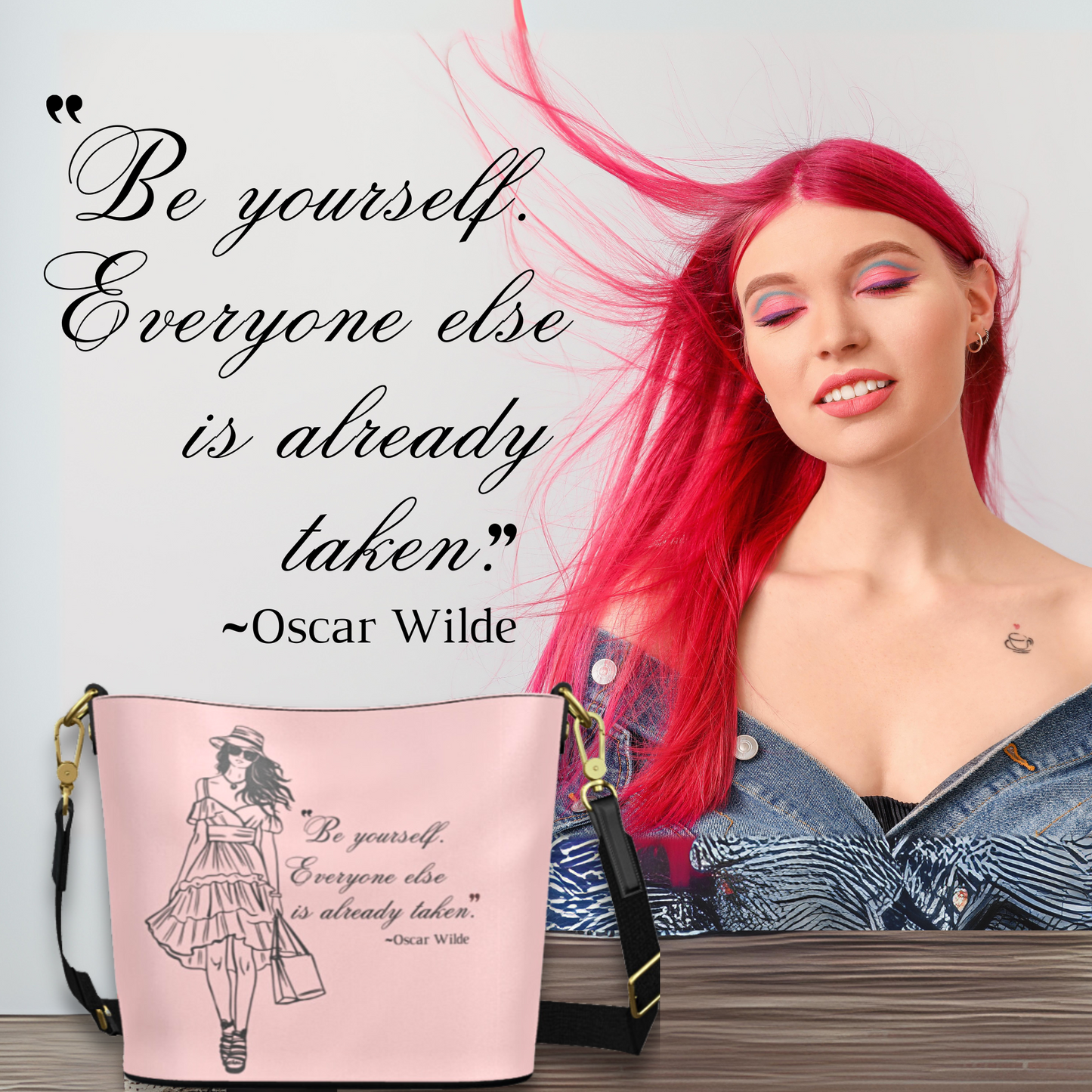 Be Yourself Leather Bucket Tote