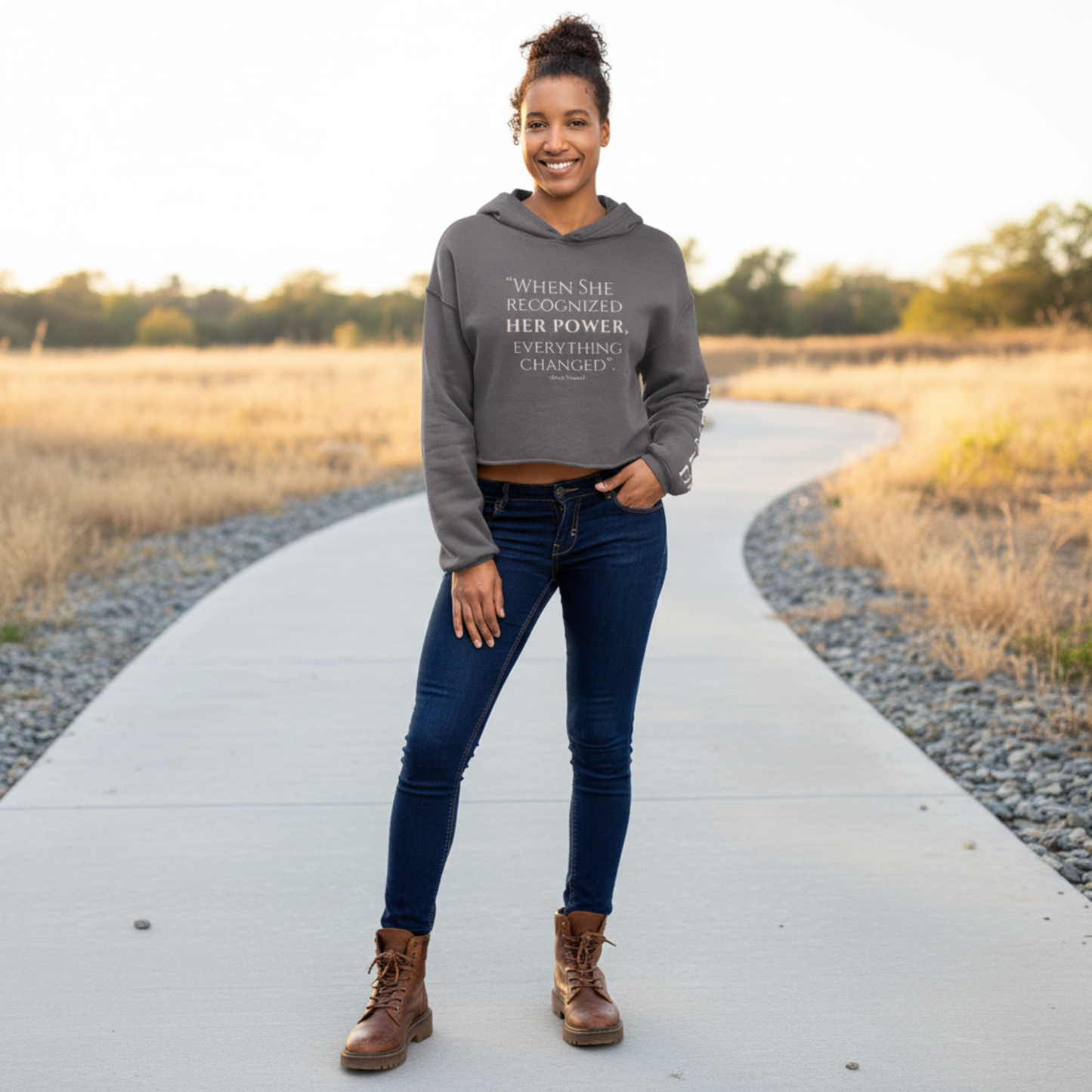 Her Power Cropped Hoodie – “Everything Changed” Statement Sweatshirt by Kinky Nomad