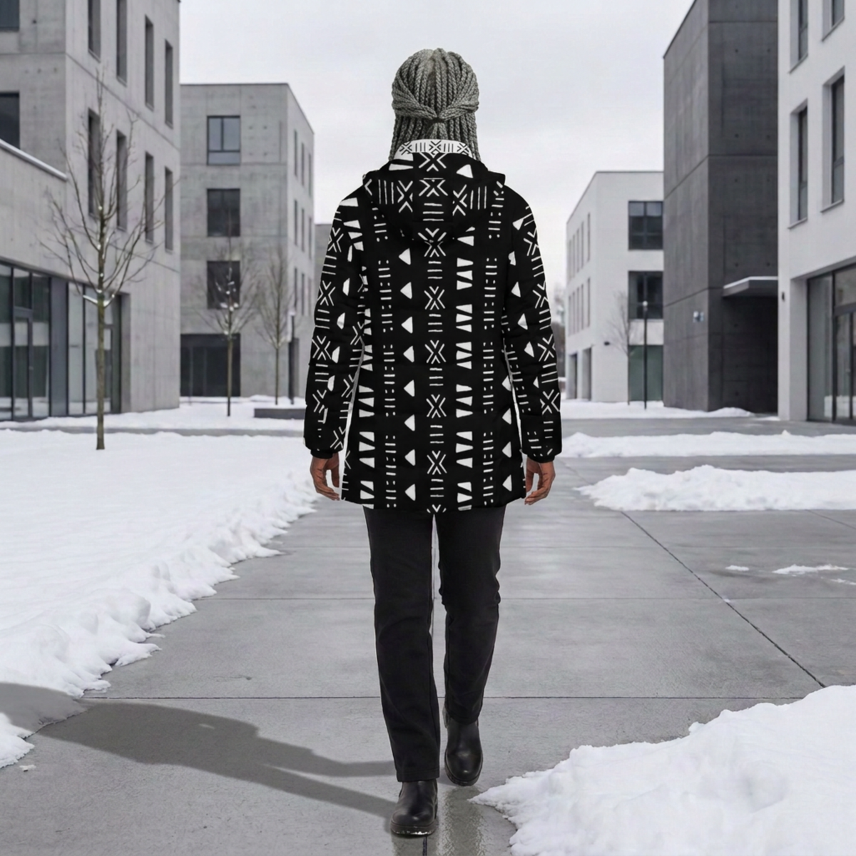 Bogolan Print Puffer Coat | Women's | Savanna Series | Kinky Nomad