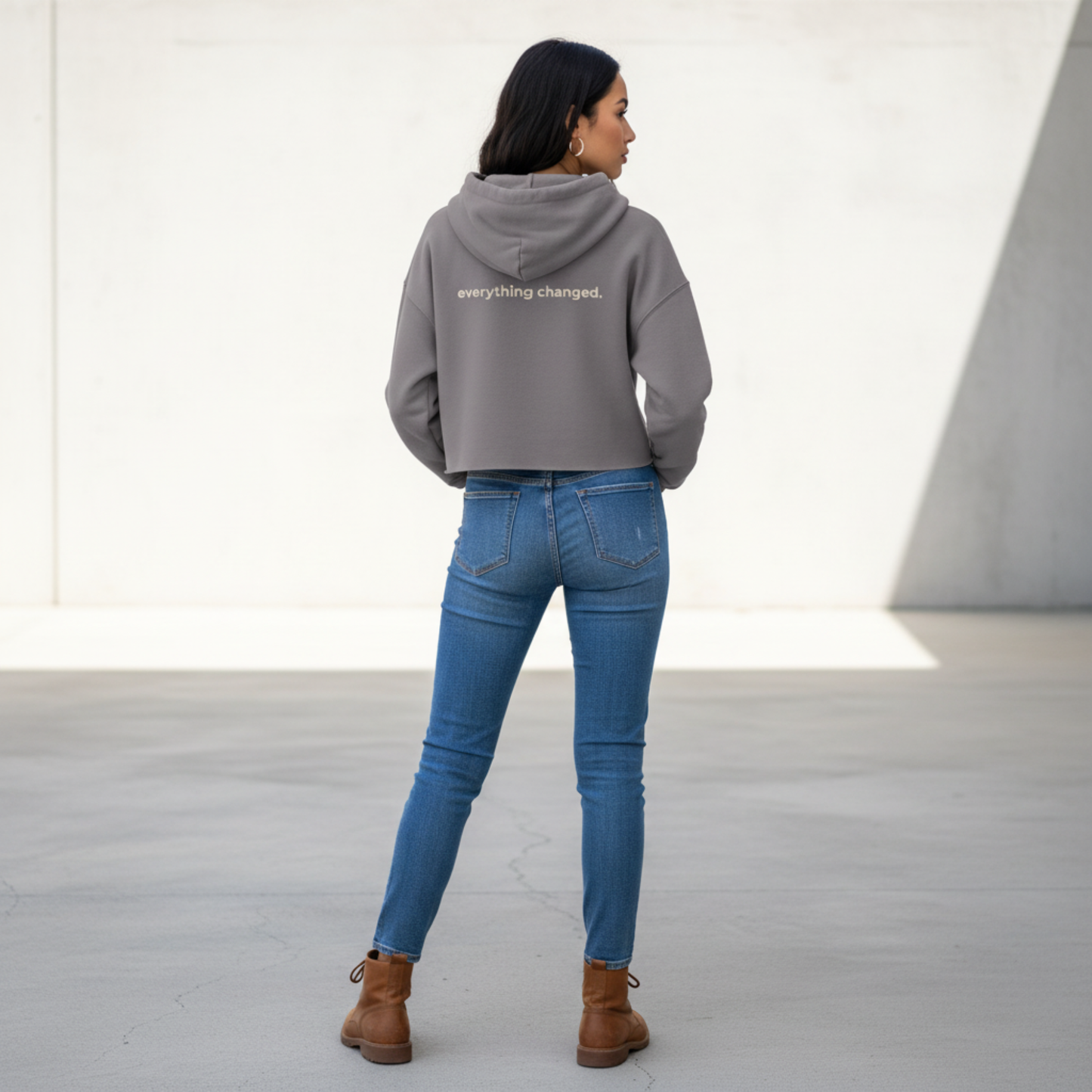 Her Power Cropped Hoodie – “Everything Changed” Statement Sweatshirt by Kinky Nomad