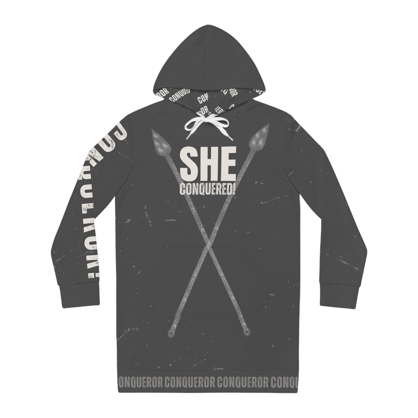 She Conquered Hoodie Dress – Women’s Empowerment Oversized Hooded Dress