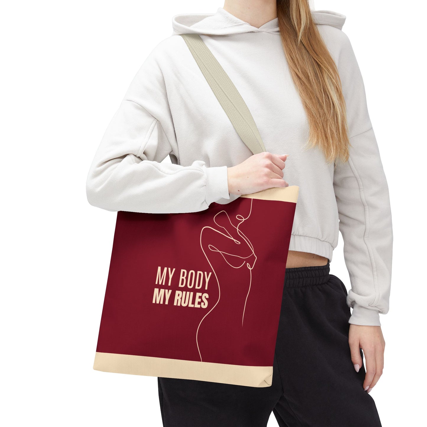 Empowerment Tote Bag – 16x16 Durable Polyester Tote | Louder Than Fear, Her Power, My Body My Rules, We Know Nothing