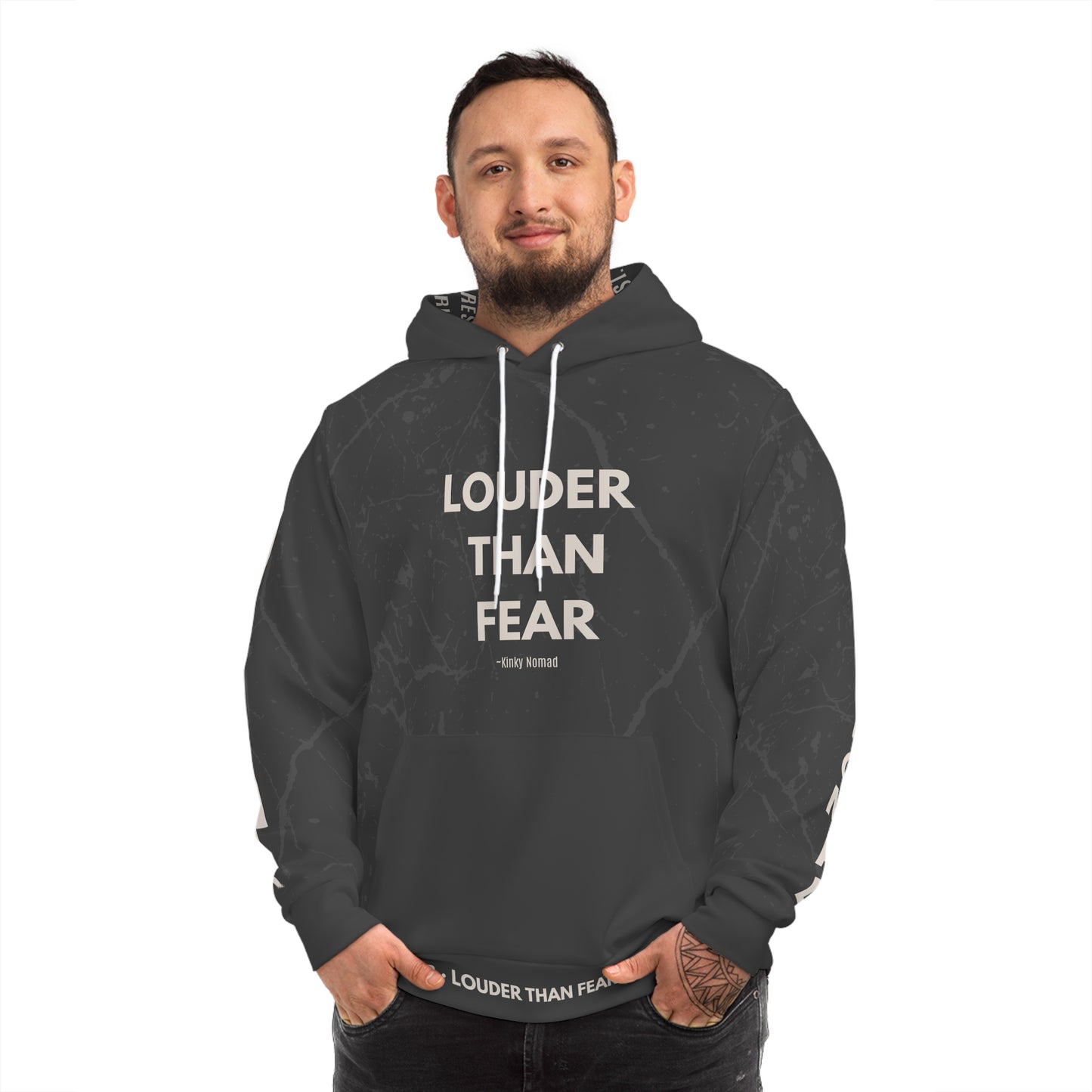 Louder Than Fear Hoodie – Empowering Unisex Streetwear by Kinky Nomad