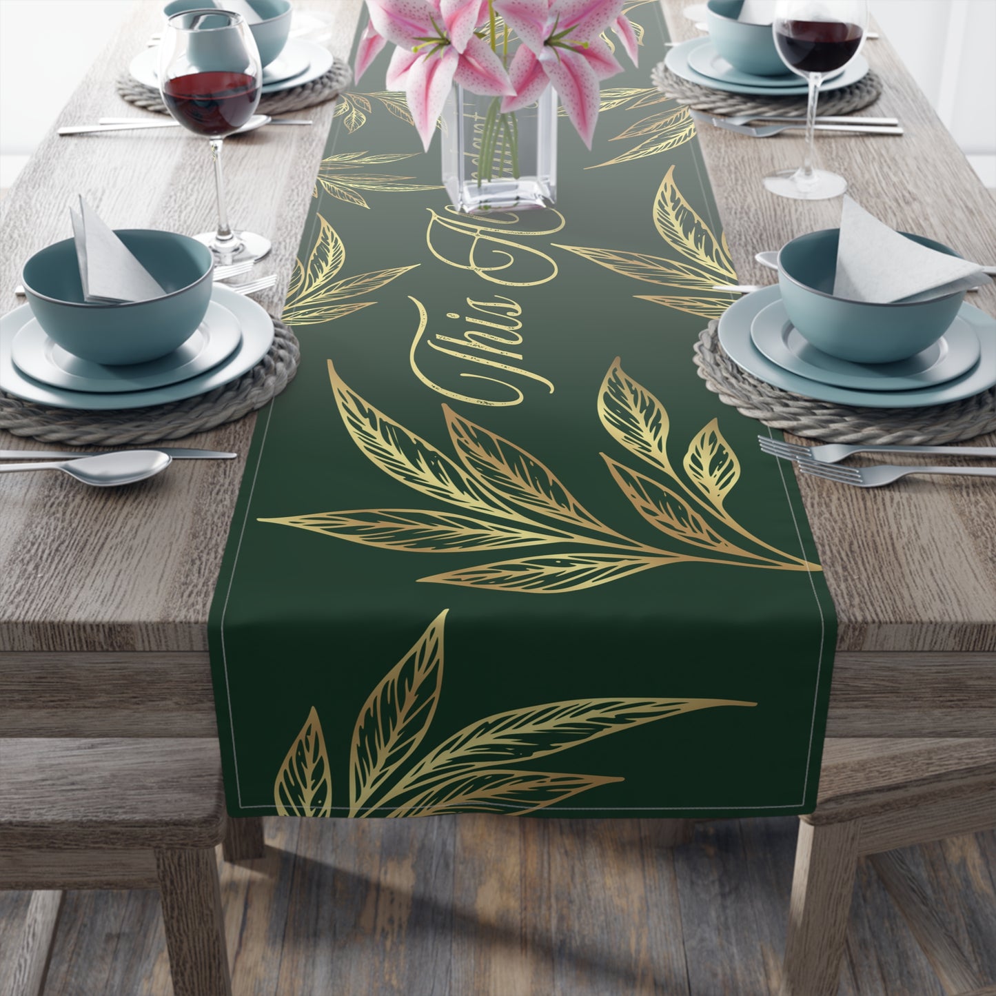 Table Runner – Abundance, Connection, Calm Home Wild Soul, Gratitude | Cotton Twill & Polyester | 2 Sizes