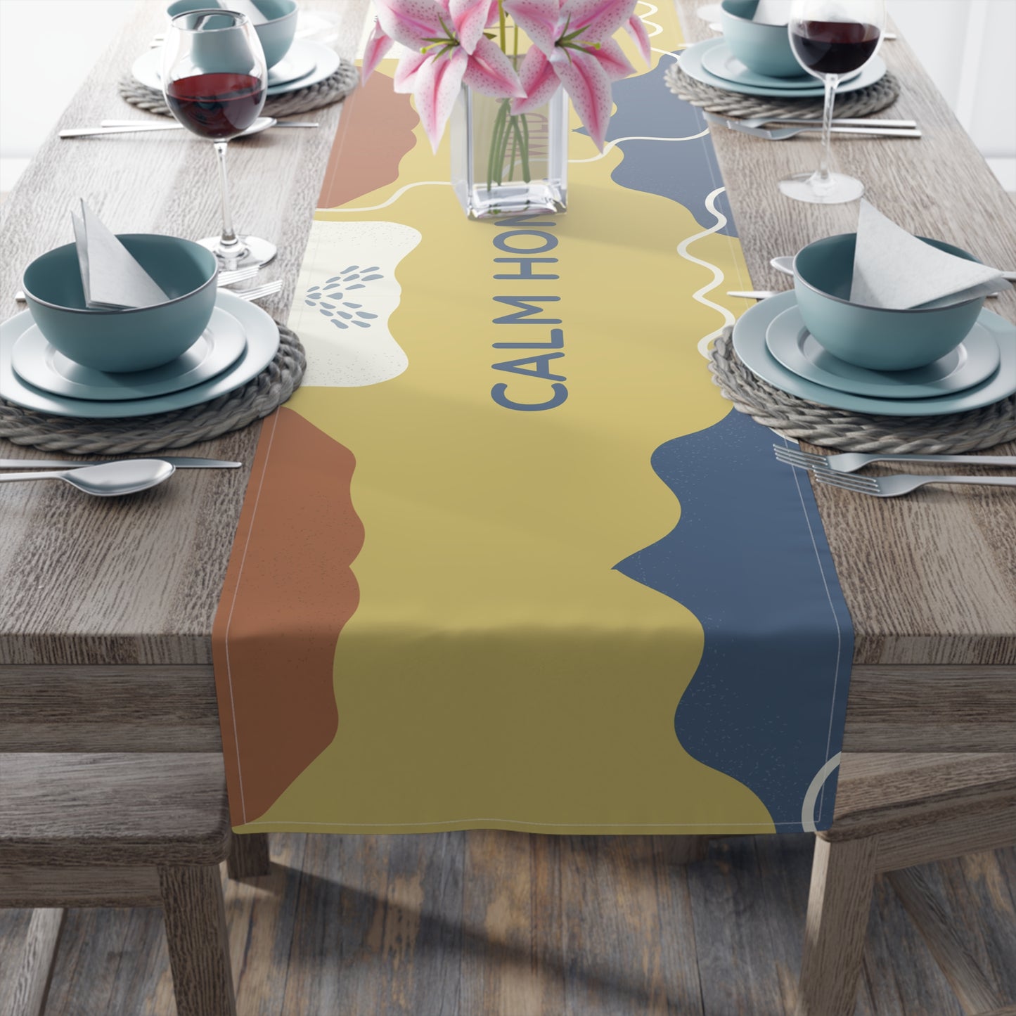 Table Runner – Abundance, Connection, Calm Home Wild Soul, Gratitude | Cotton Twill & Polyester | 2 Sizes