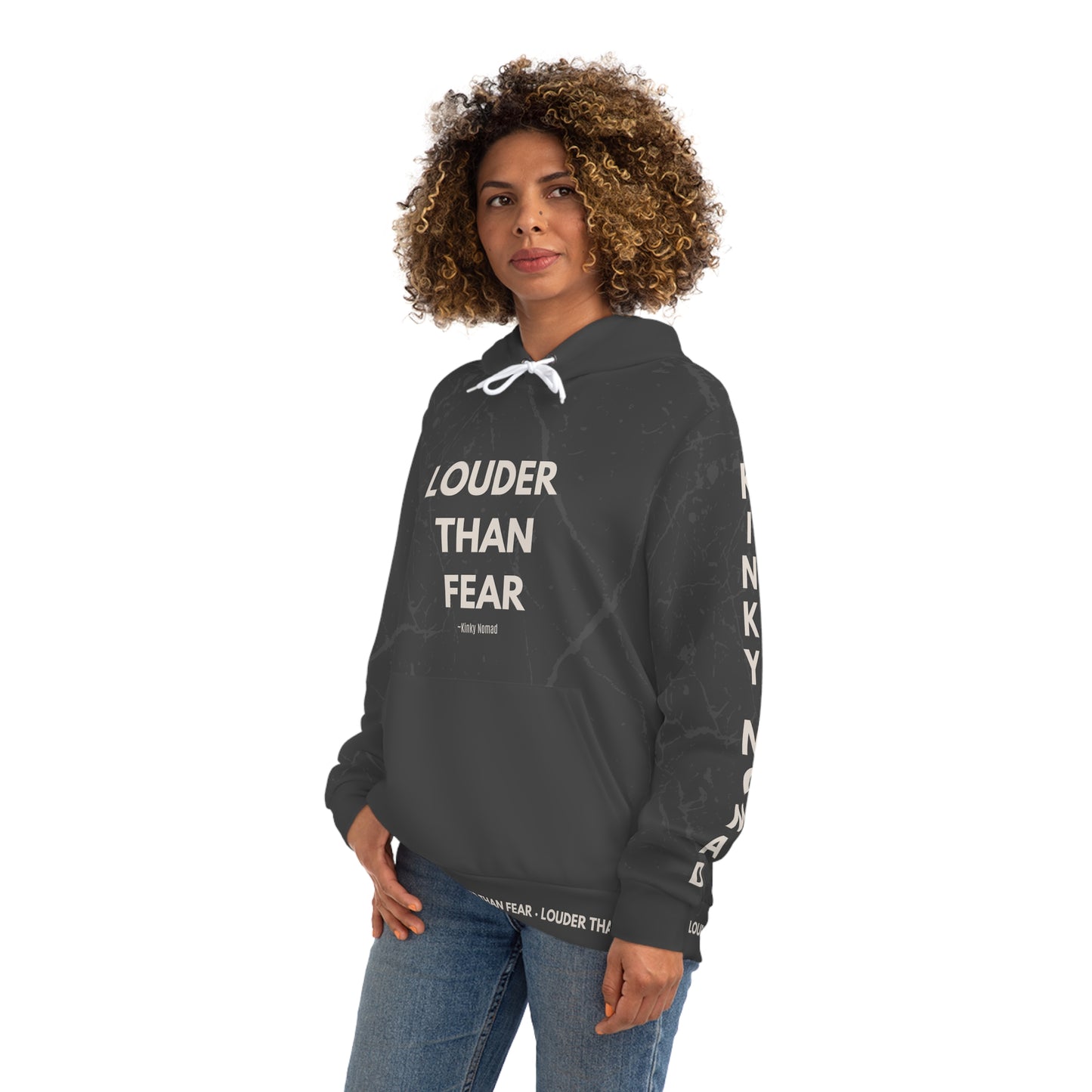 Louder Than Fear Hoodie – Empowering Unisex Streetwear by Kinky Nomad